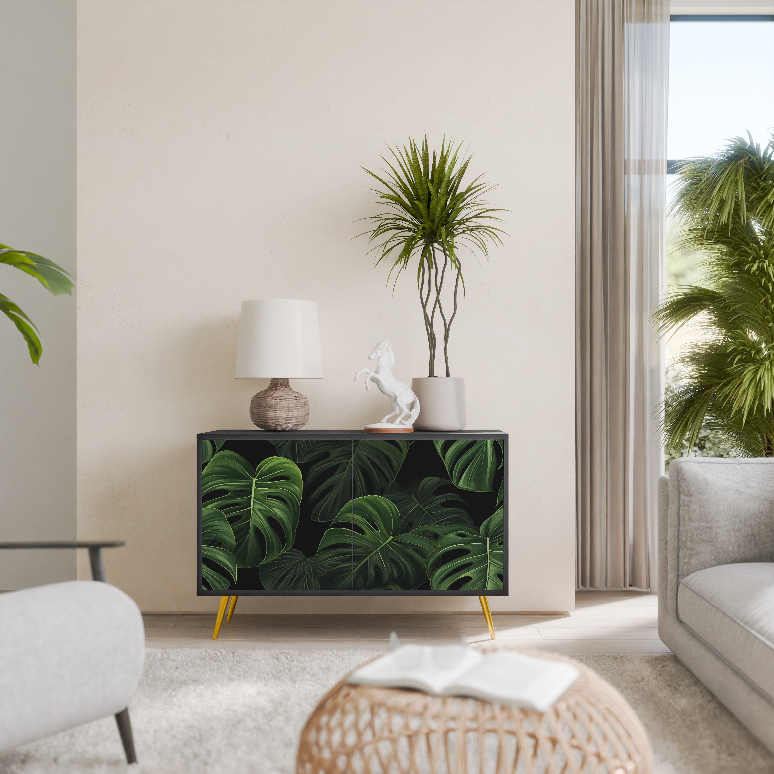 INFINITE MONSTERA Komoda 2-drzwiowa korpus Czarny
