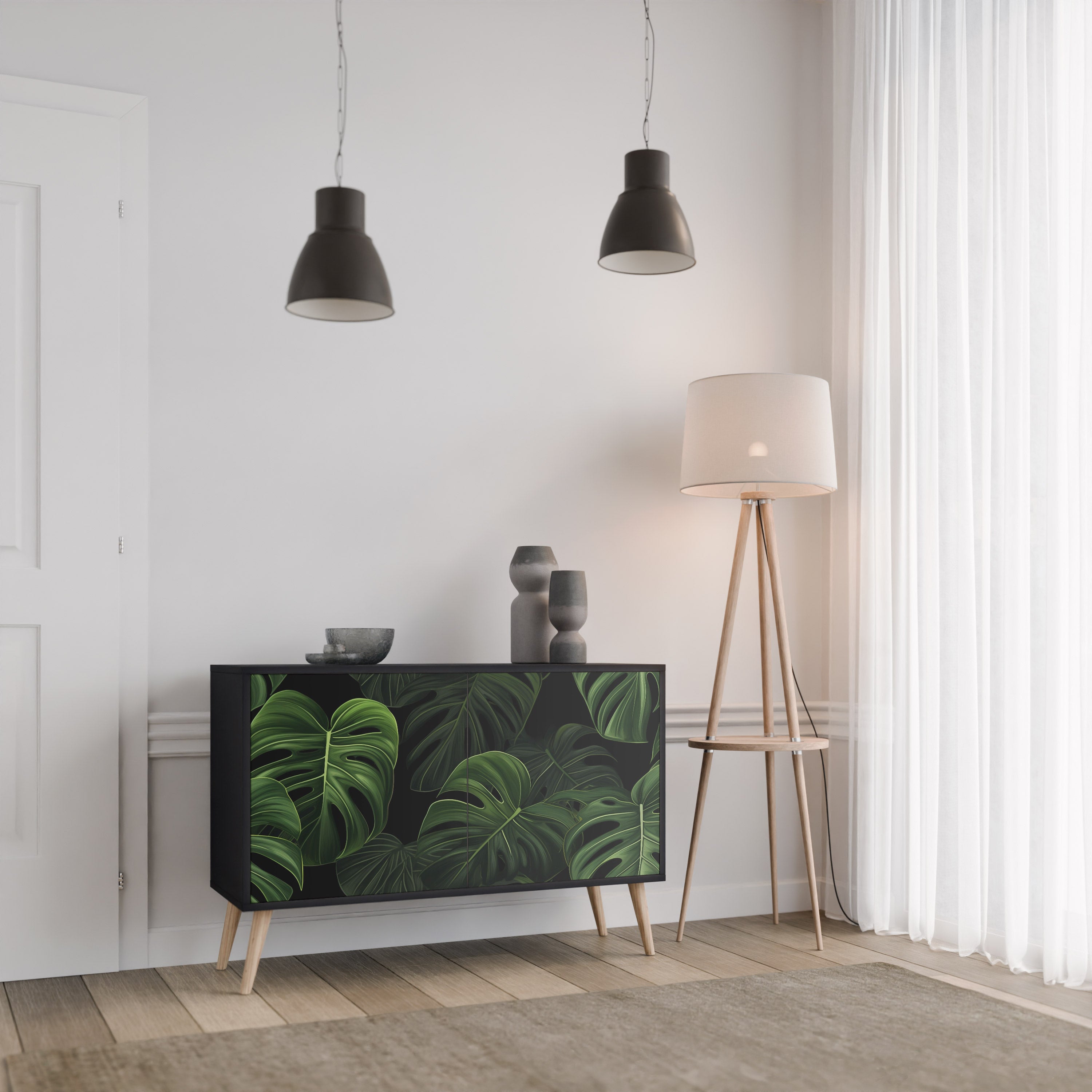 INFINITE MONSTERA Komoda 2-drzwiowa korpus Czarny