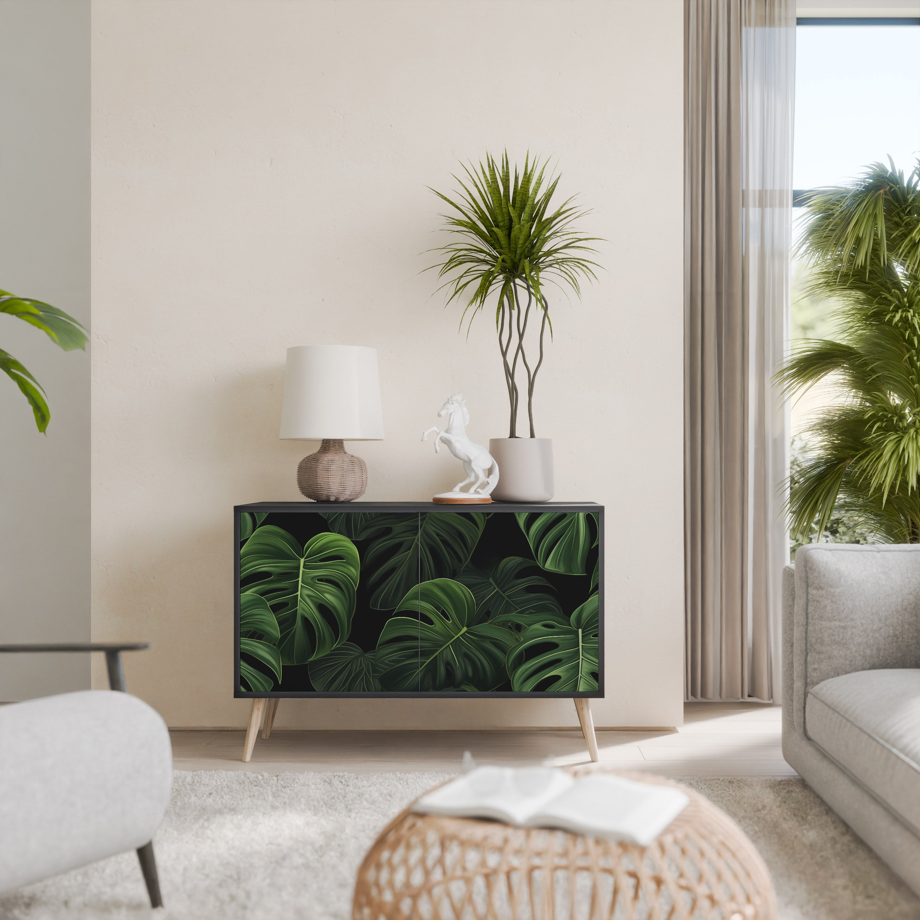 INFINITE MONSTERA Komoda 2-drzwiowa korpus Czarny