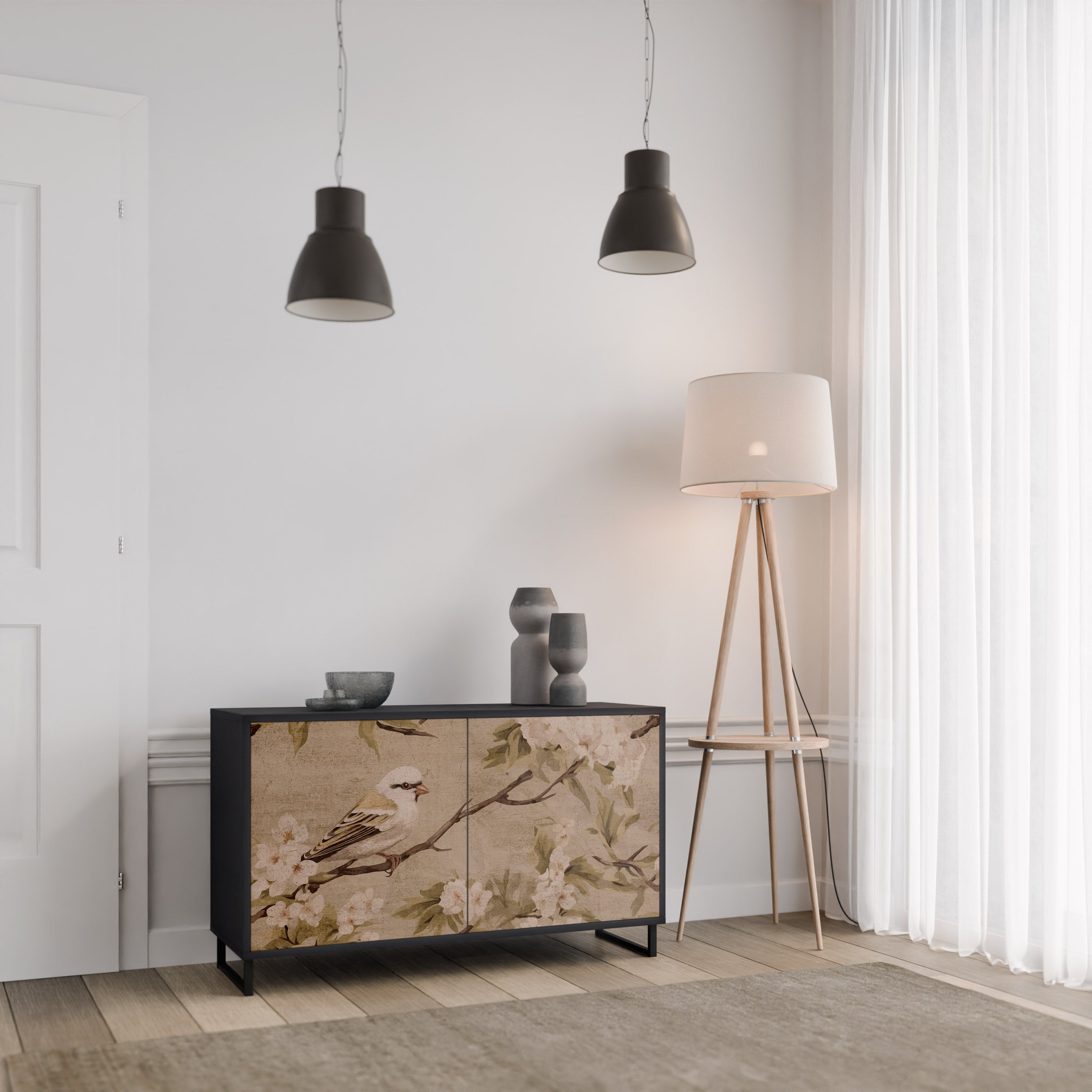 PETAL DISTINGUISH Komoda 2-drzwiowa korpus Czarny
