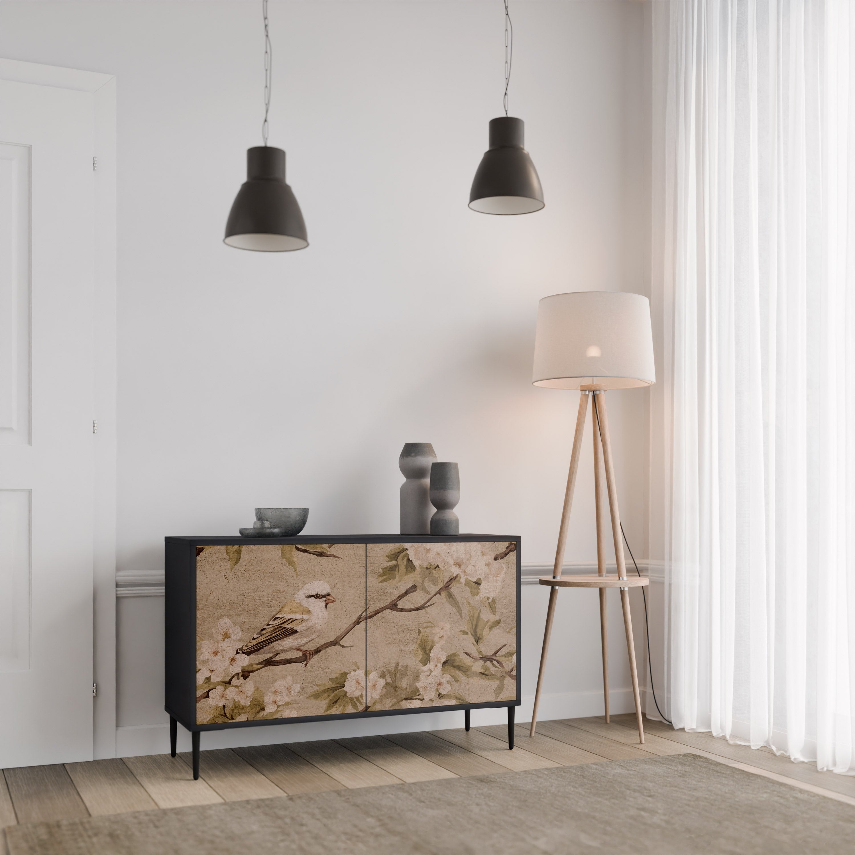 PETAL DISTINGUISH Komoda 2-drzwiowa korpus Czarny