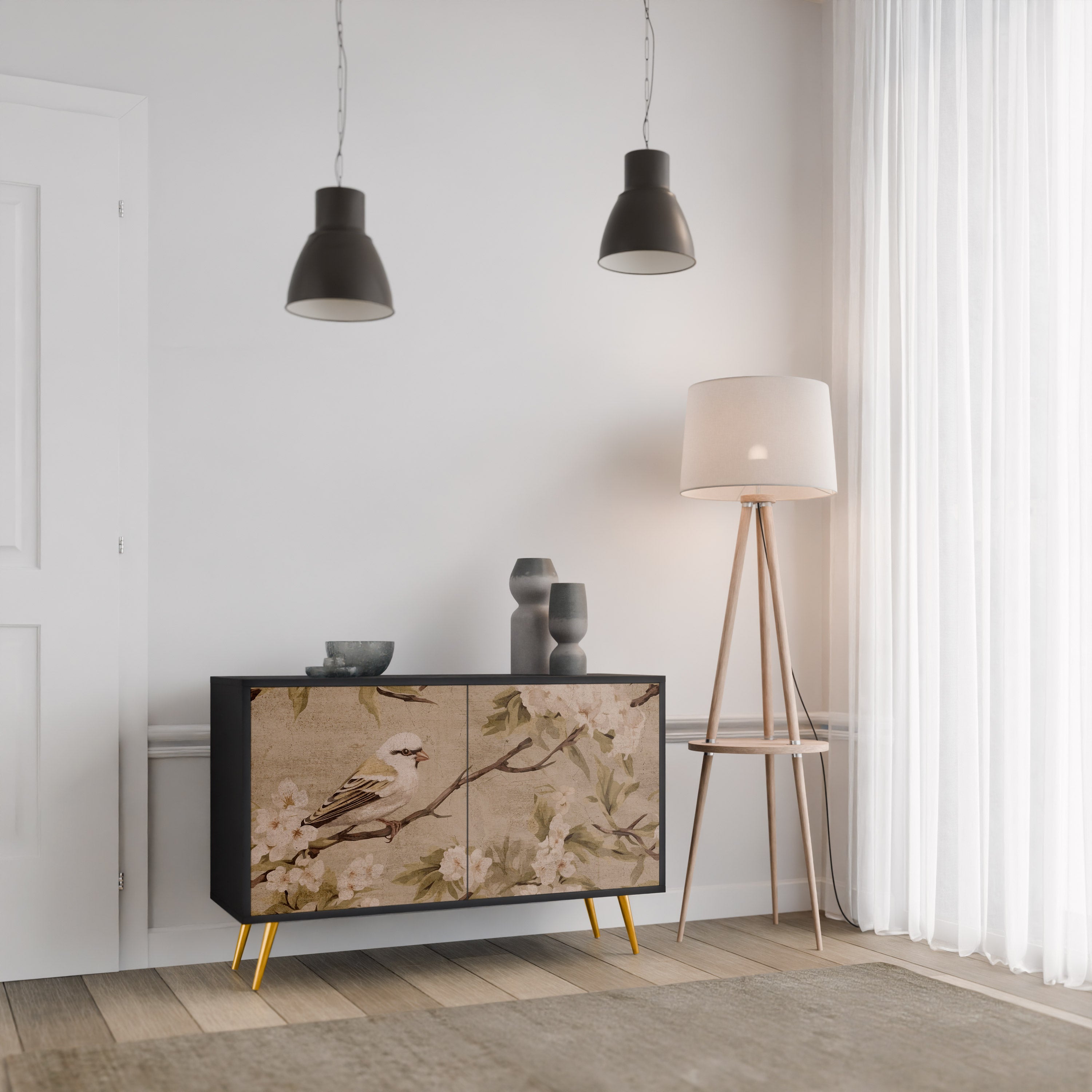 PETAL DISTINGUISH Komoda 2-drzwiowa korpus Czarny