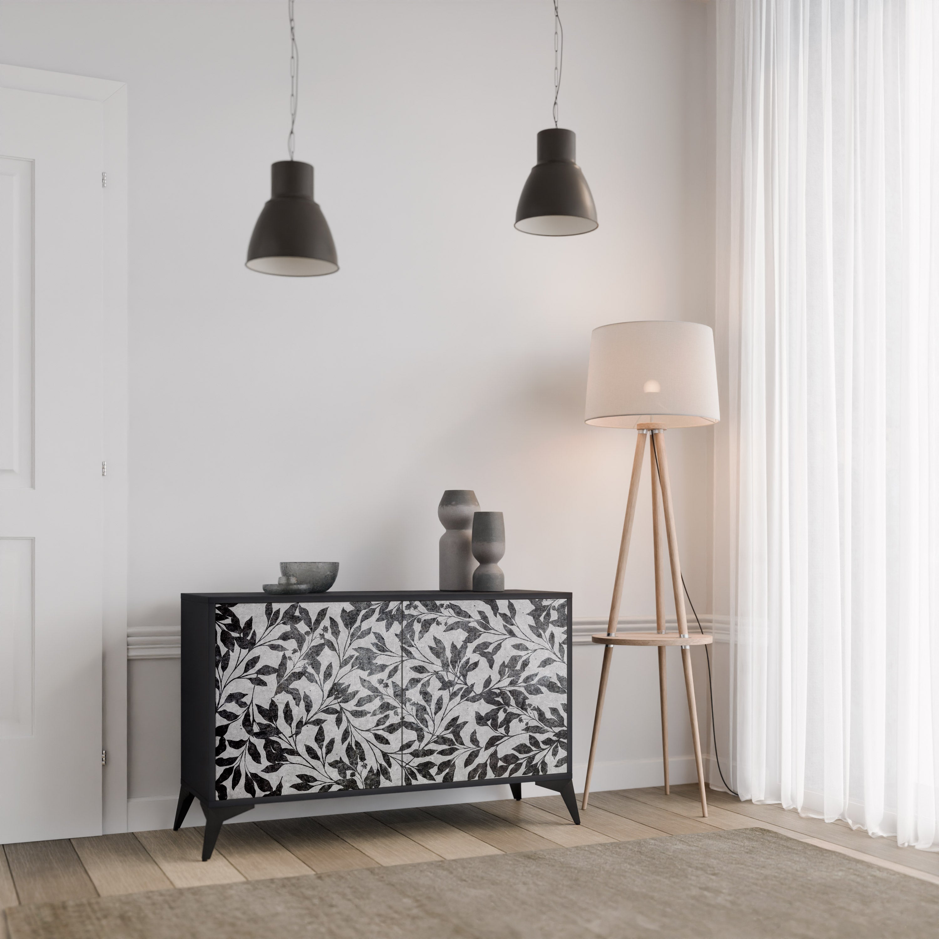CHARCOAL SPROUT Komoda 2-drzwiowa korpus Czarny