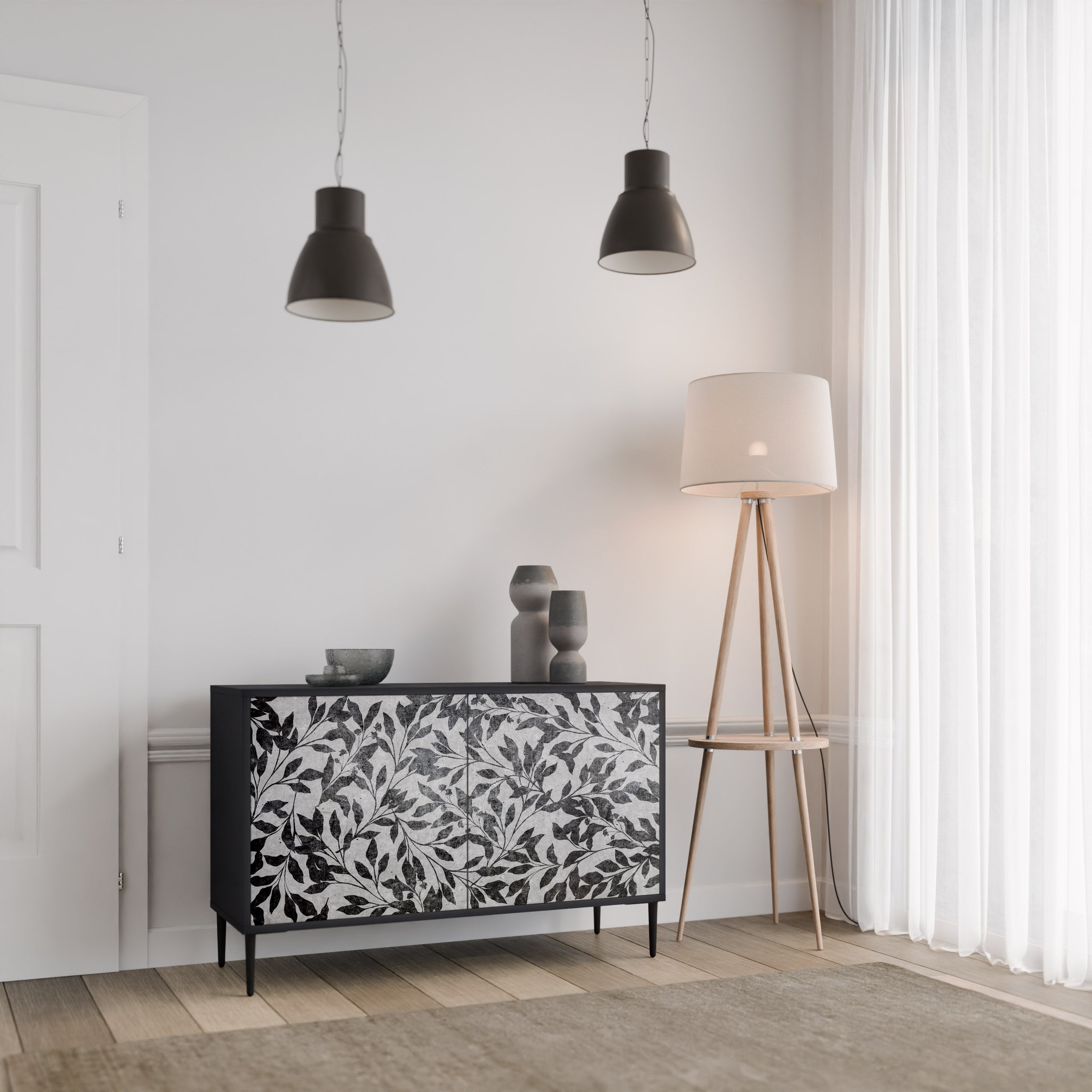 CHARCOAL SPROUT Komoda 2-drzwiowa korpus Czarny