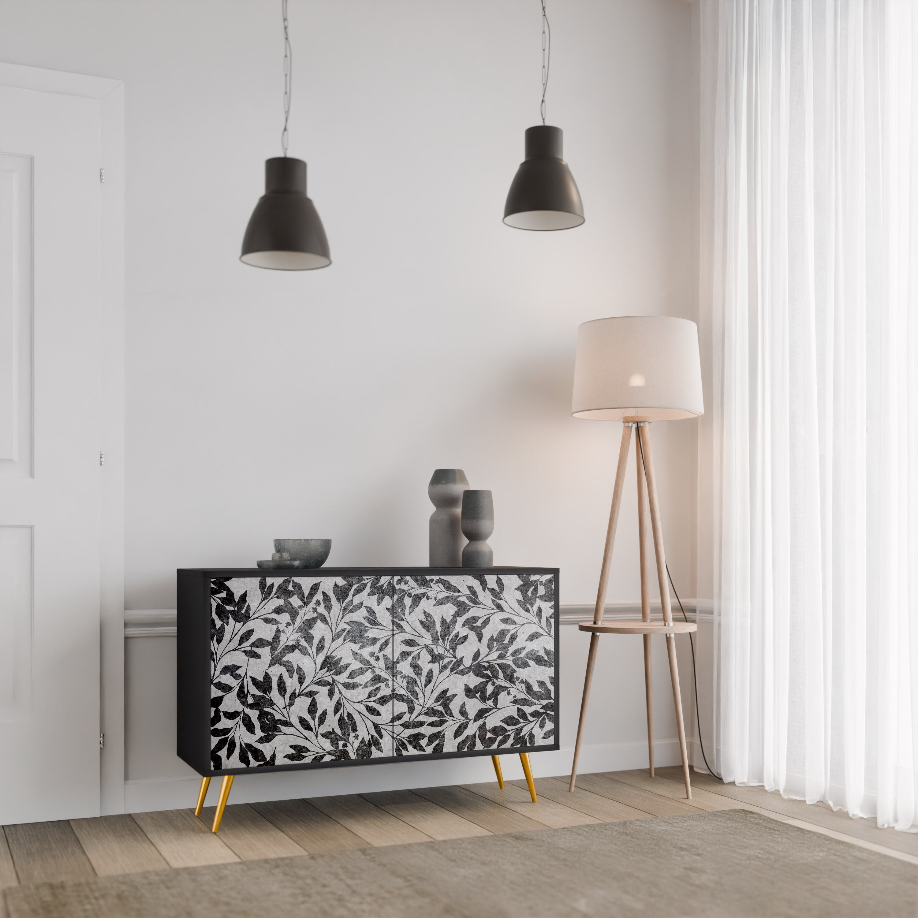 CHARCOAL SPROUT Komoda 2-drzwiowa korpus Czarny