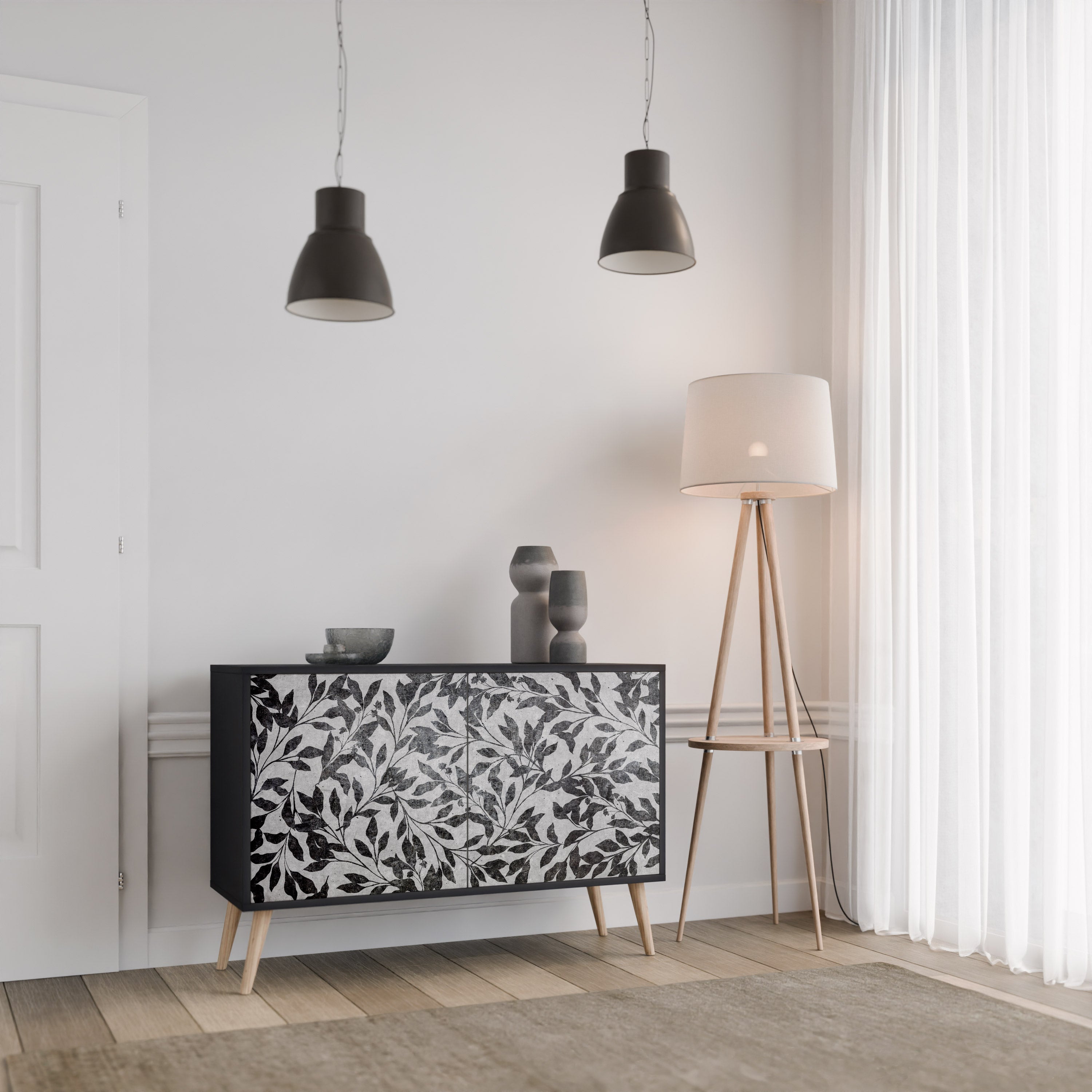 CHARCOAL SPROUT Komoda 2-drzwiowa korpus Czarny