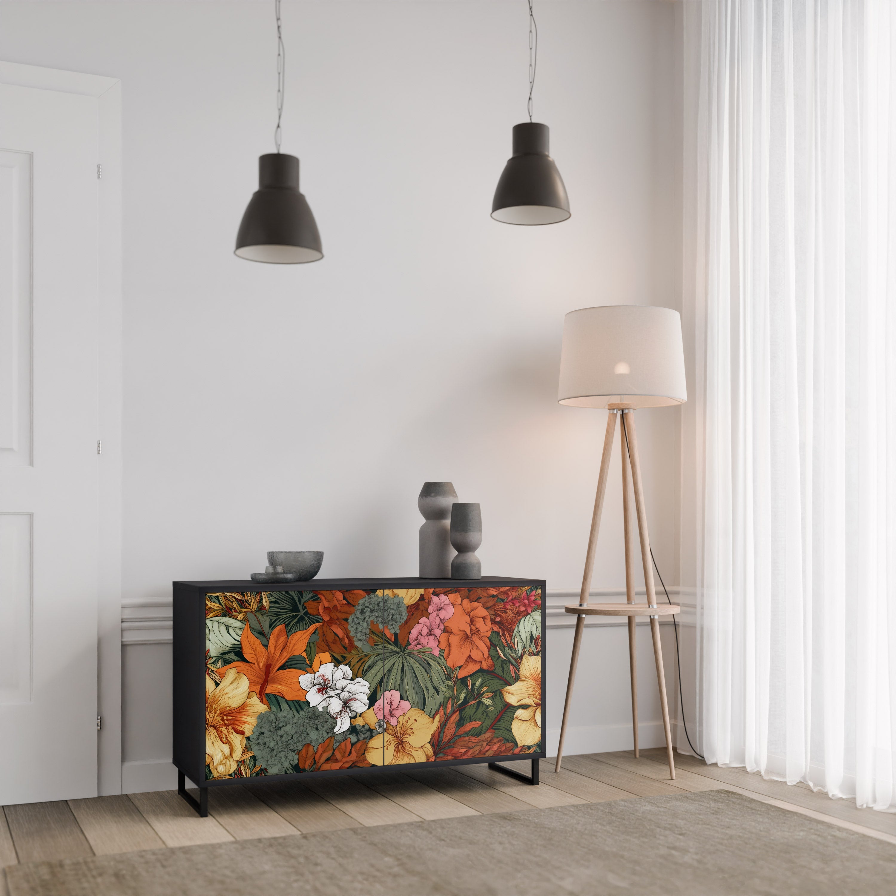RADIANT FLORA Komoda 2-drzwiowa korpus Czarny
