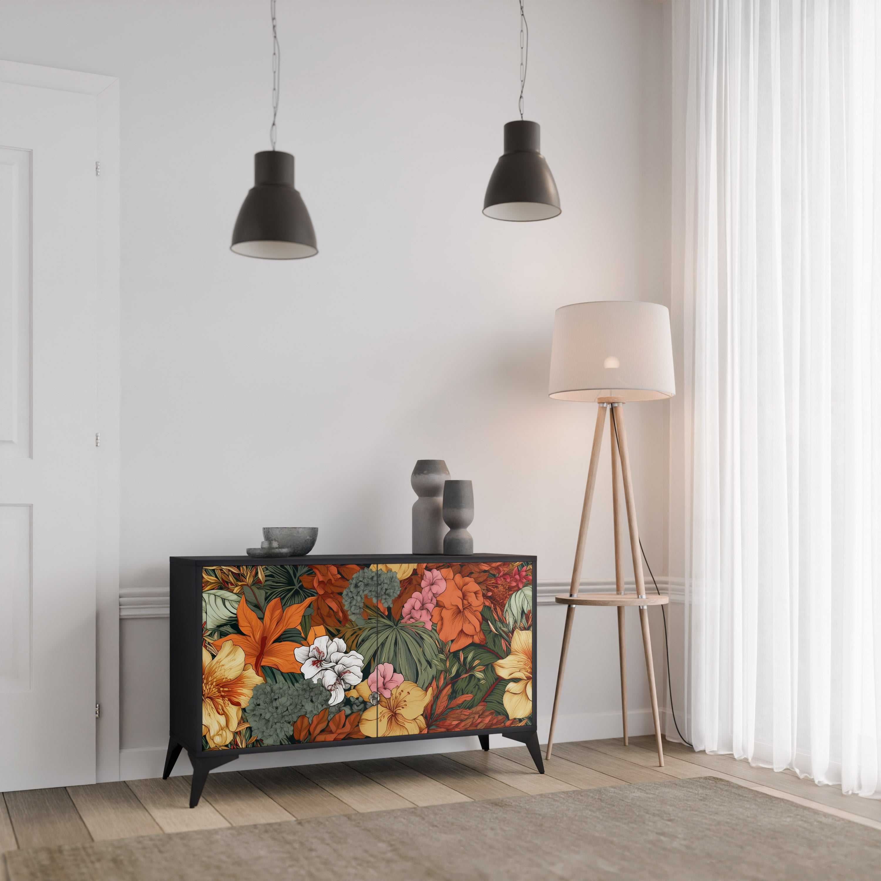 RADIANT FLORA Komoda 2-drzwiowa korpus Czarny