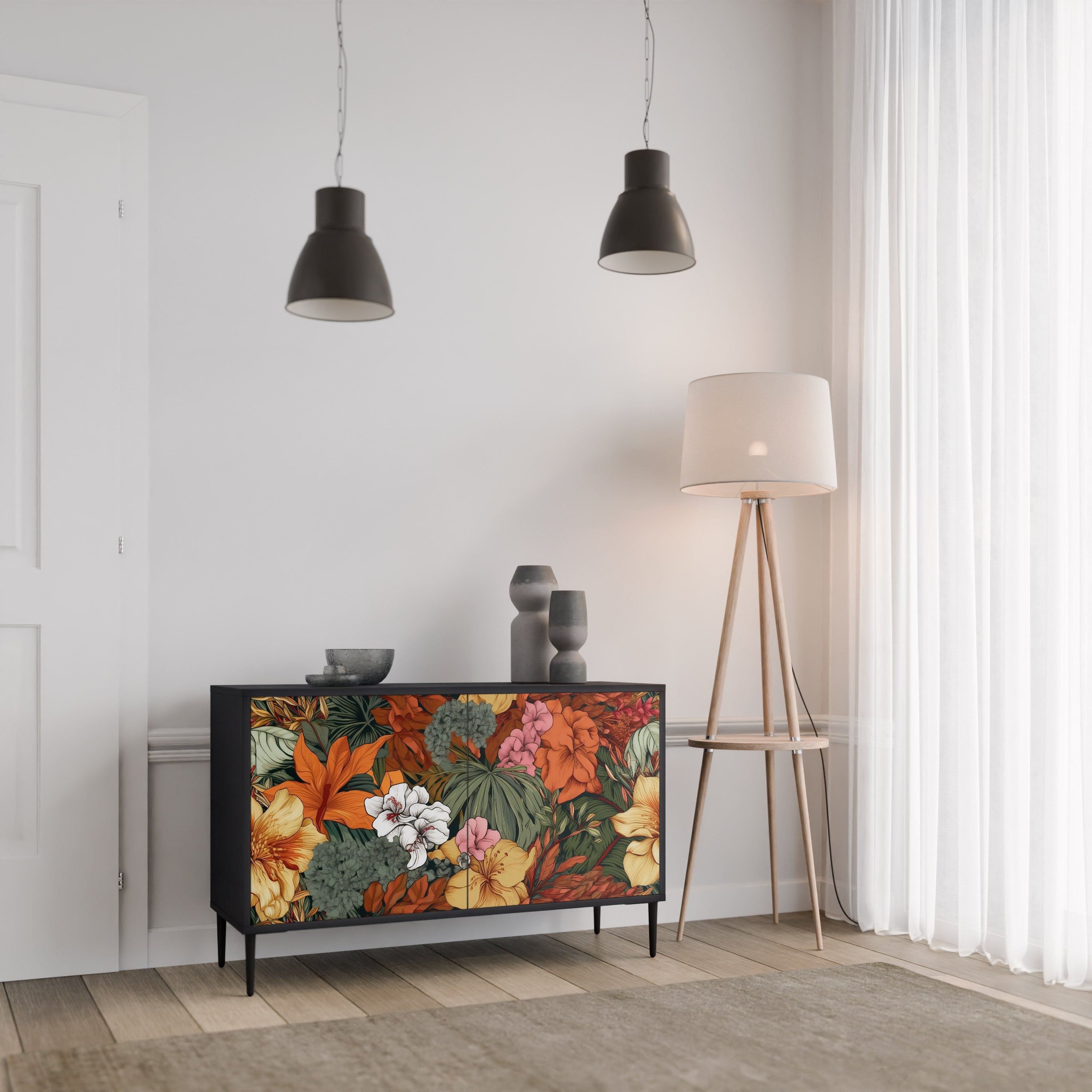RADIANT FLORA Komoda 2-drzwiowa korpus Czarny