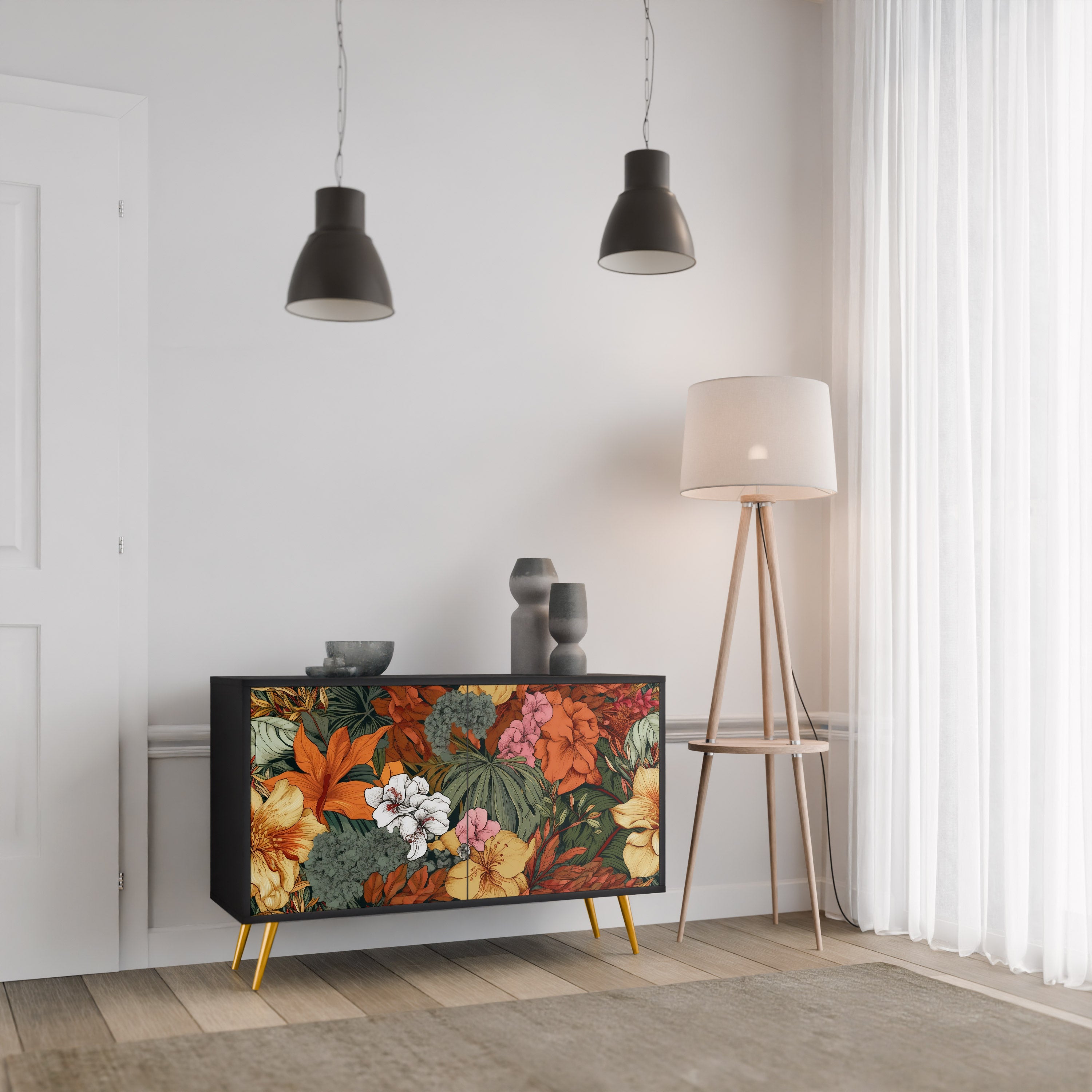 RADIANT FLORA Komoda 2-drzwiowa korpus Czarny