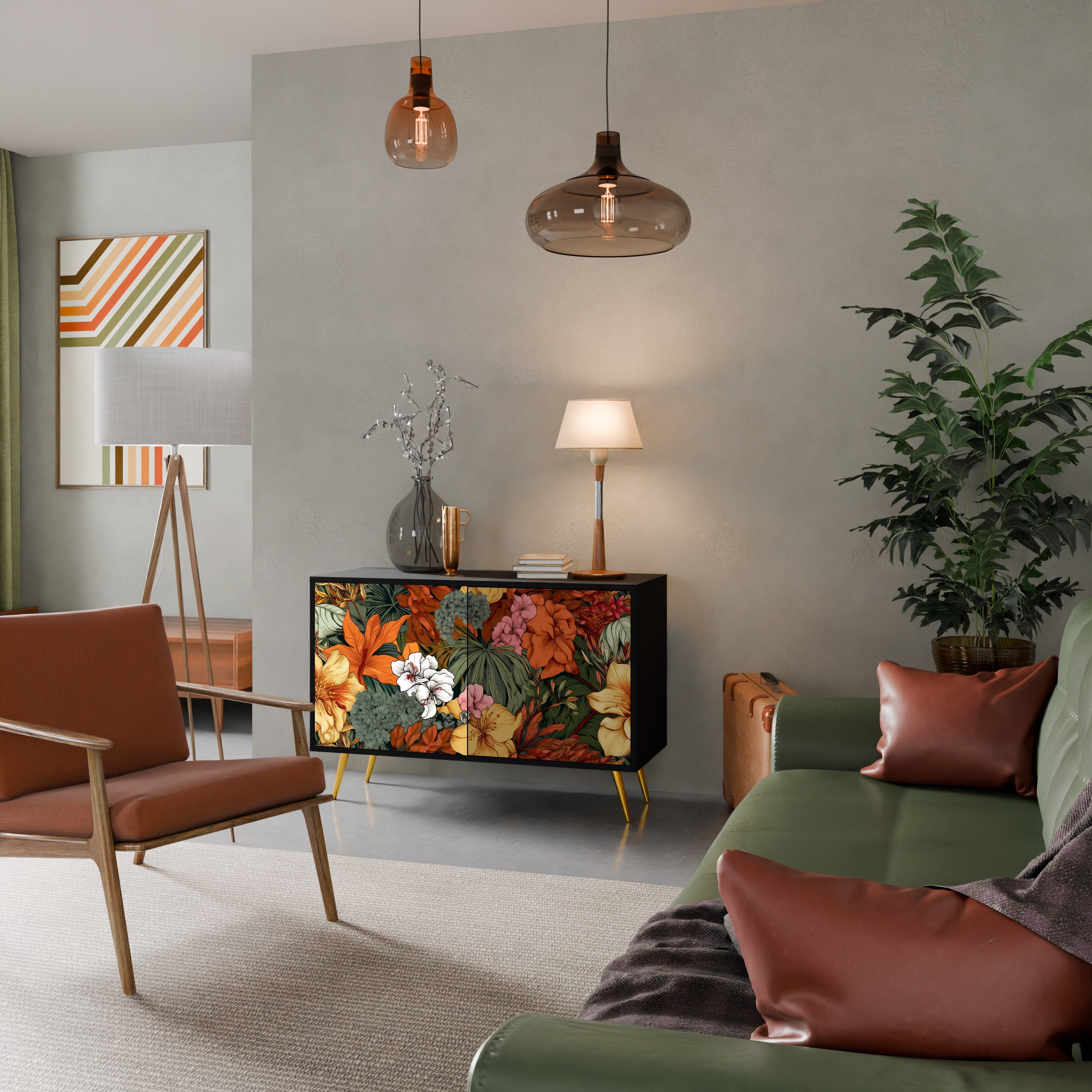 RADIANT FLORA Komoda 2-drzwiowa korpus Czarny