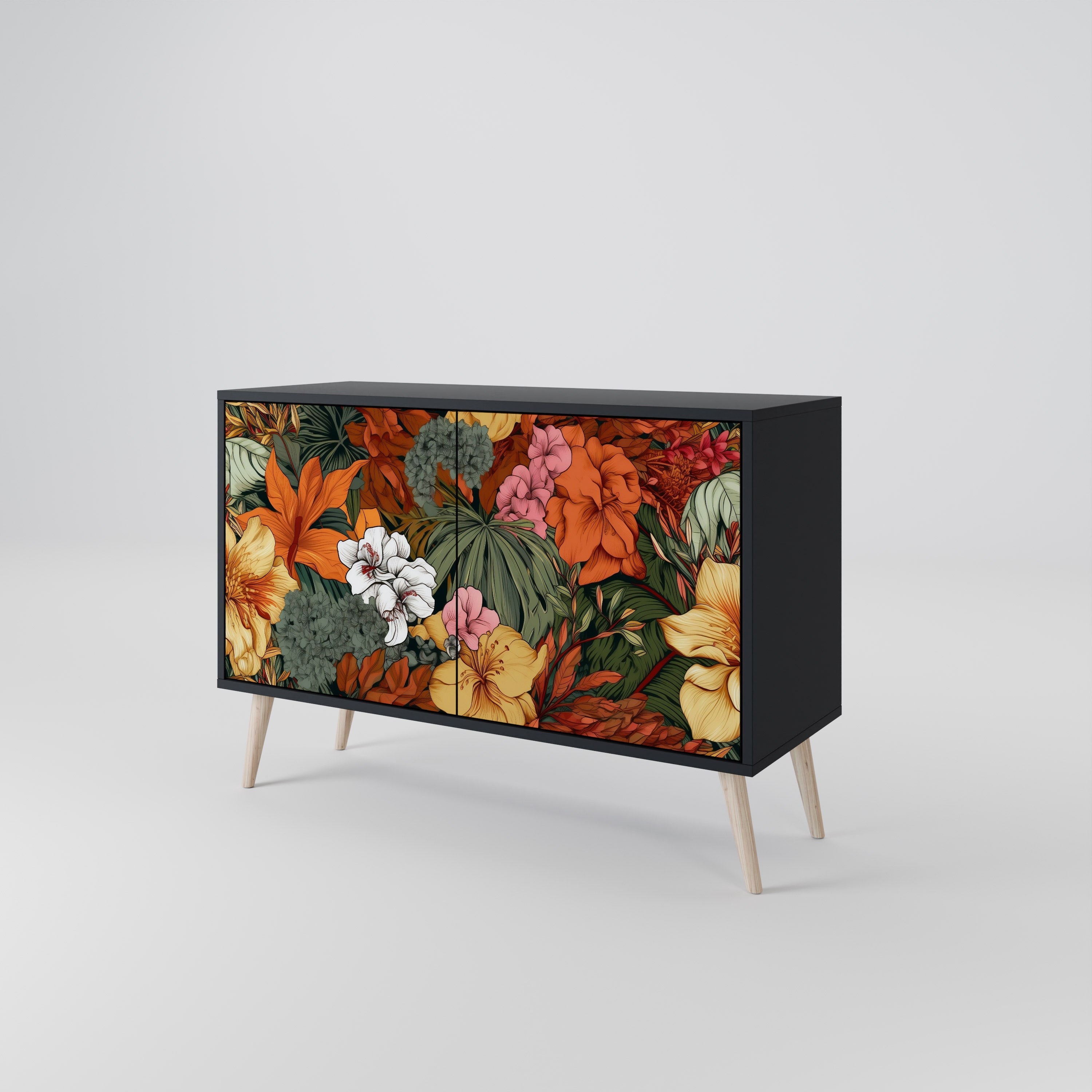 RADIANT FLORA Komoda 2-drzwiowa korpus Czarny