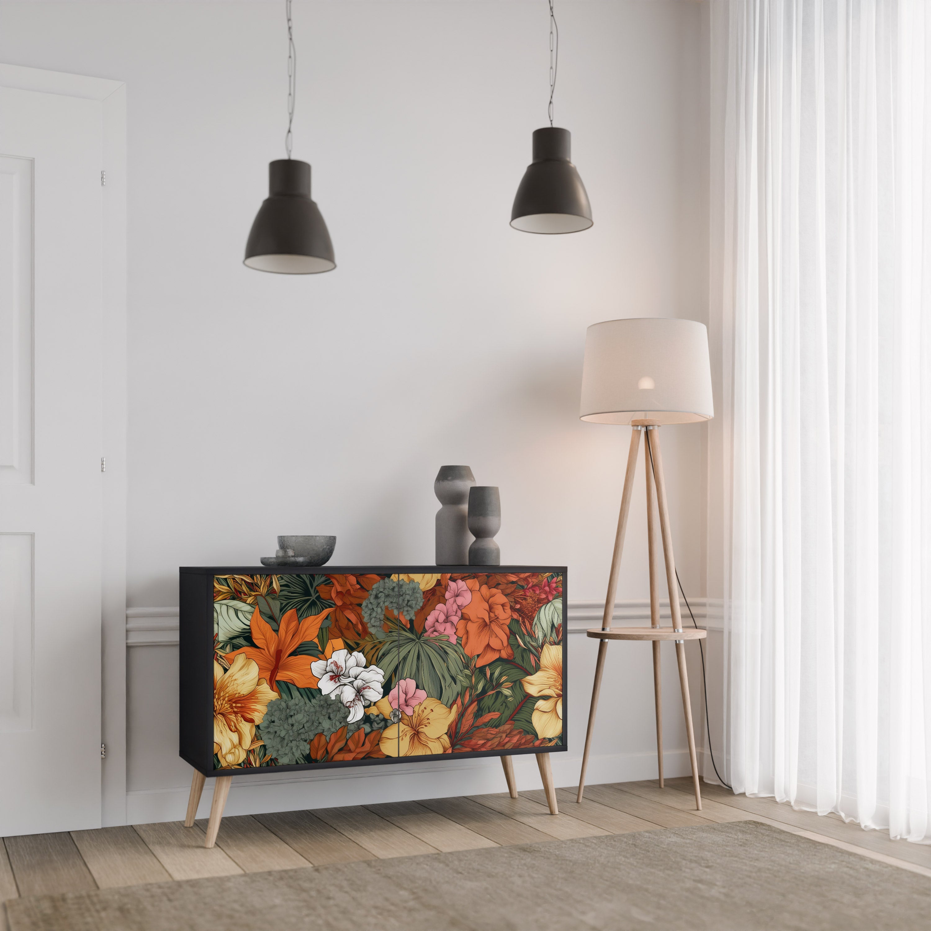 RADIANT FLORA Komoda 2-drzwiowa korpus Czarny
