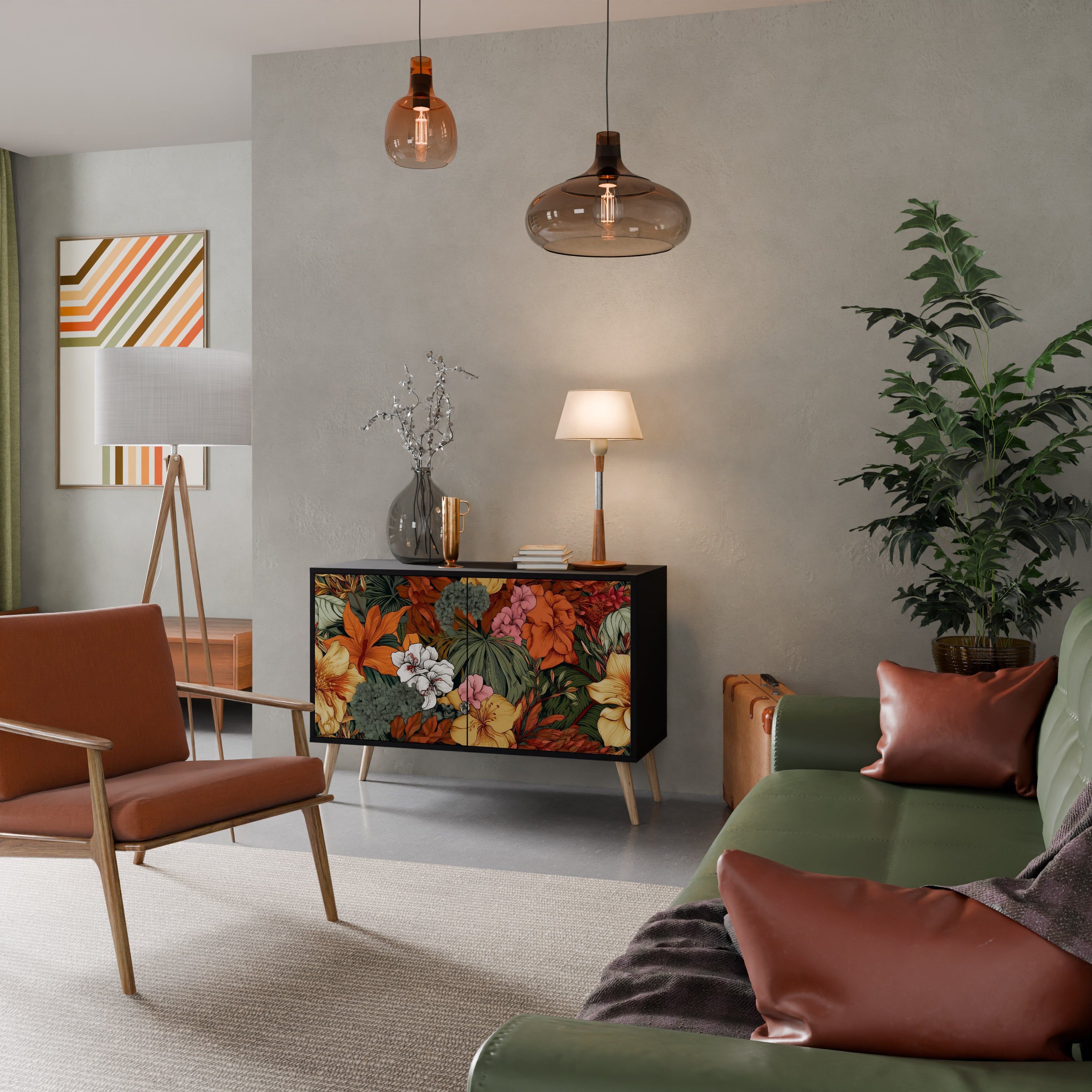RADIANT FLORA Komoda 2-drzwiowa korpus Czarny