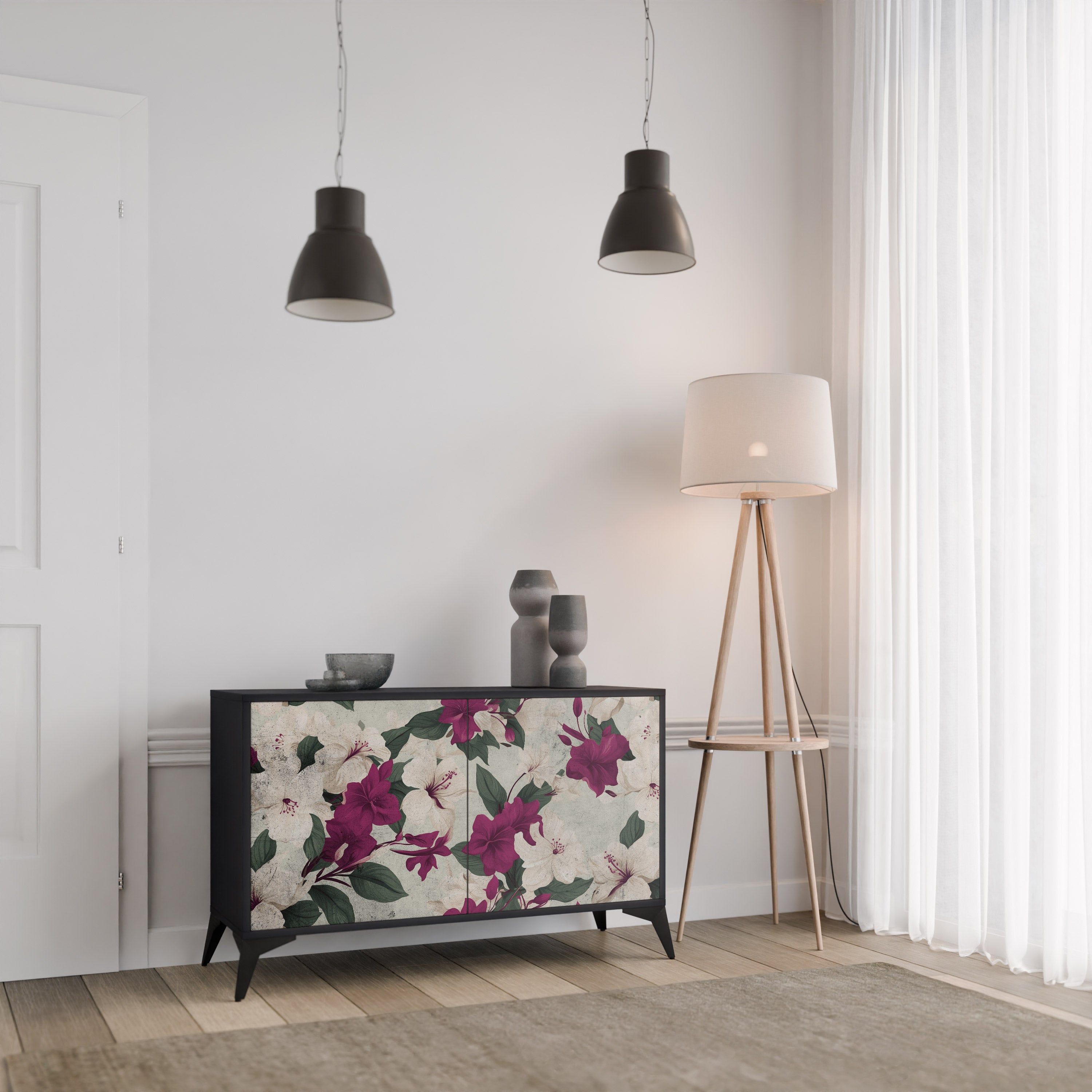 FLOWERET DREAM Komoda 2-drzwiowa korpus Czarny