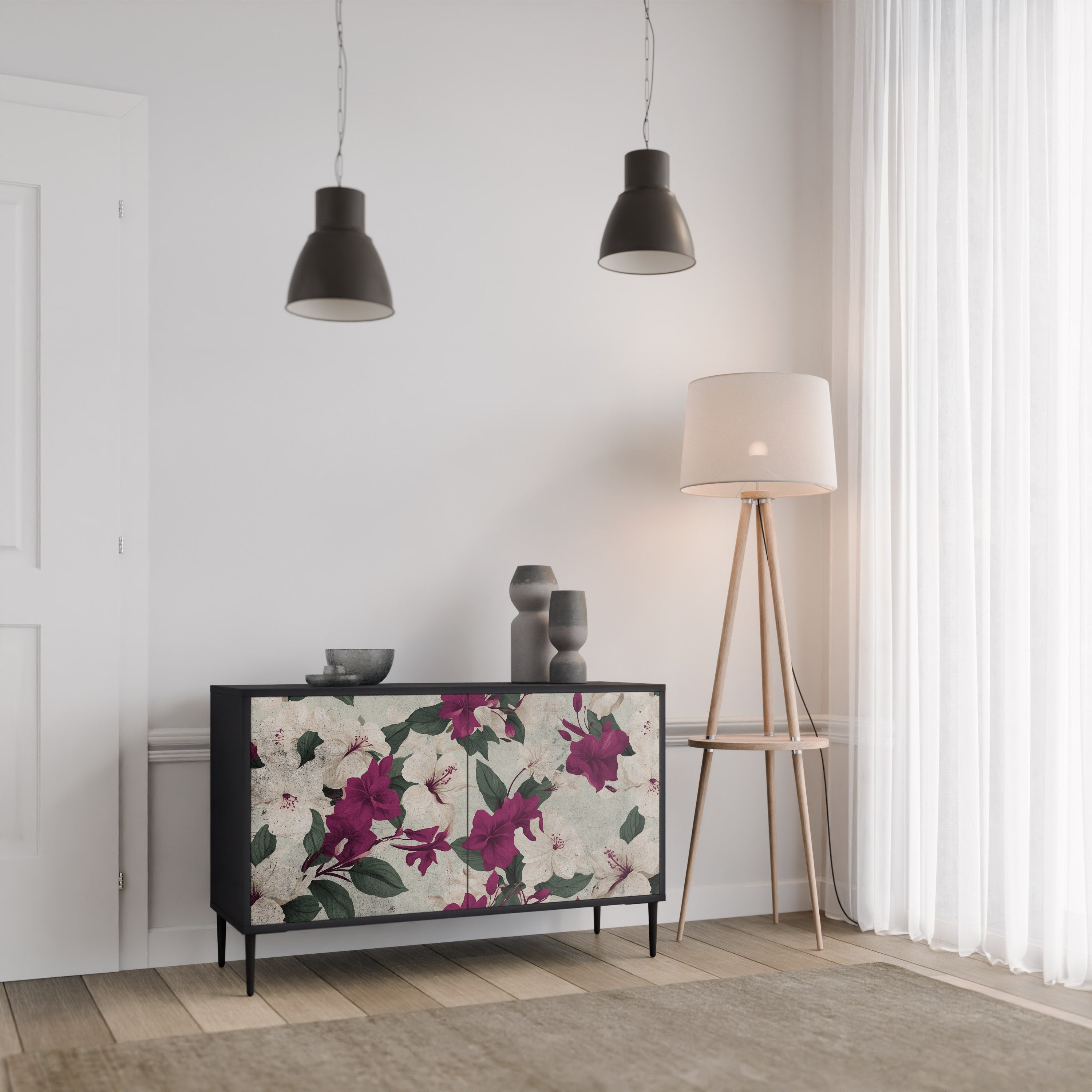 FLOWERET DREAM Komoda 2-drzwiowa korpus Czarny