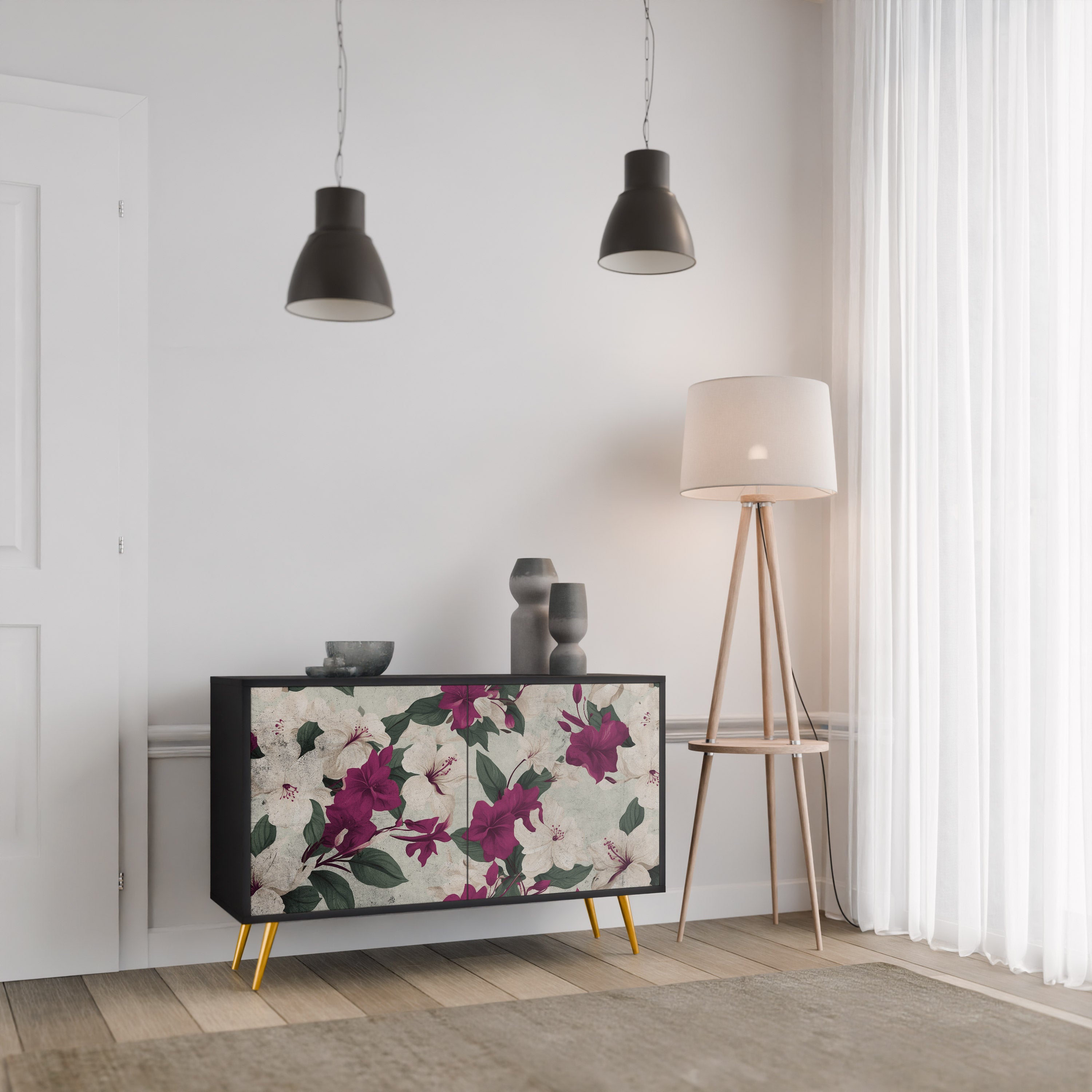 FLOWERET DREAM Komoda 2-drzwiowa korpus Czarny