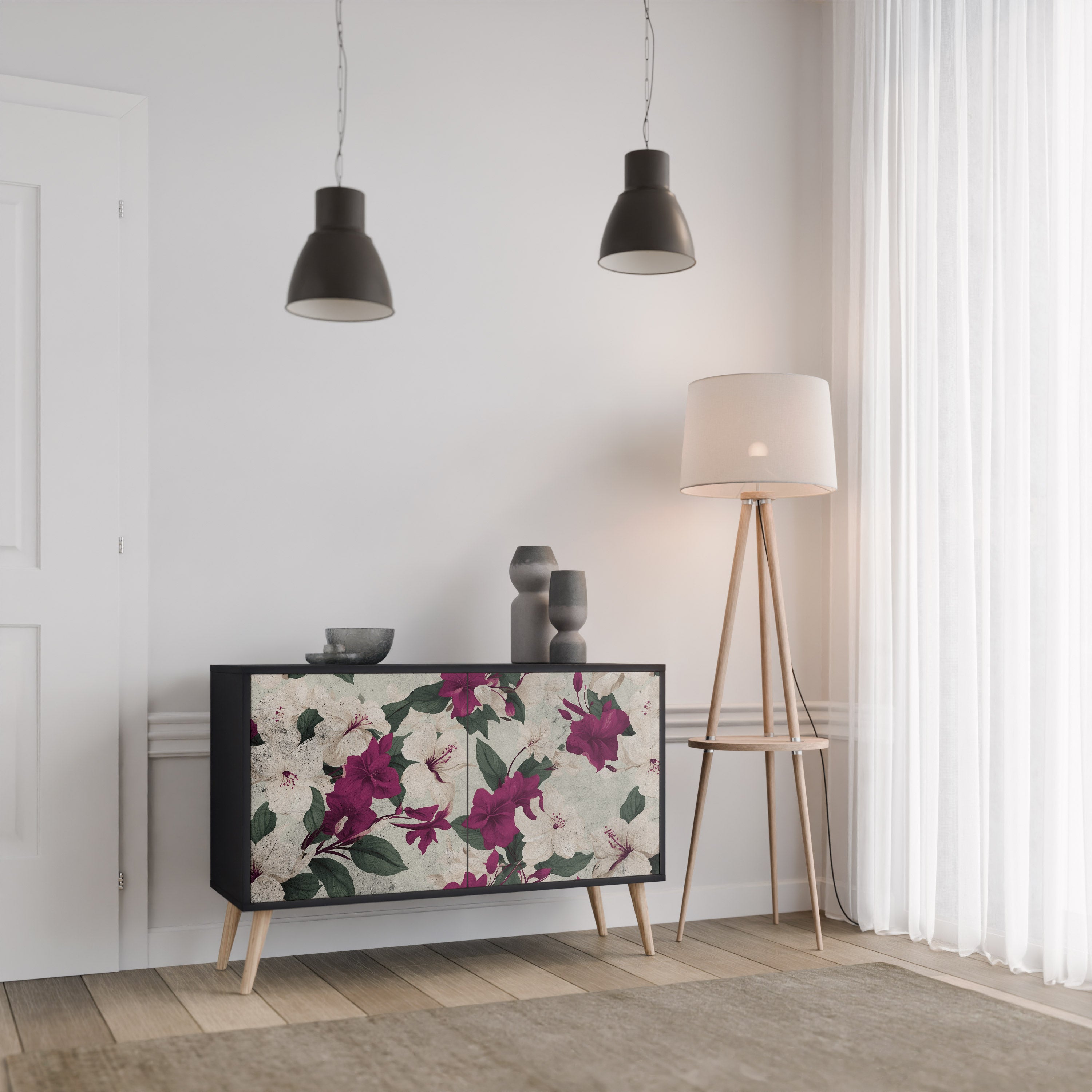 FLOWERET DREAM Komoda 2-drzwiowa korpus Czarny