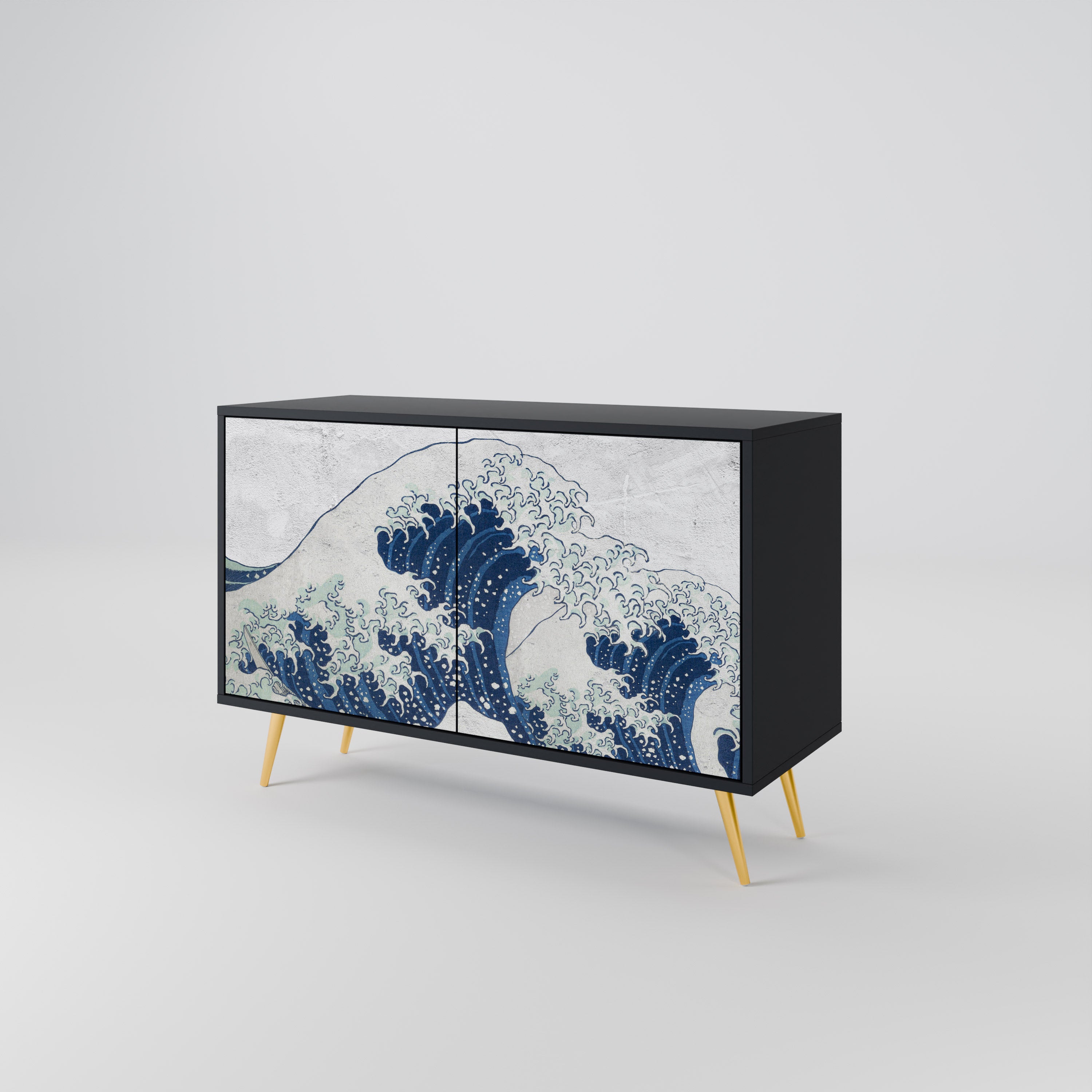THE GREAT WAVE AT KANAGAWA Komoda 2-drzwiowa korpus Czarny
