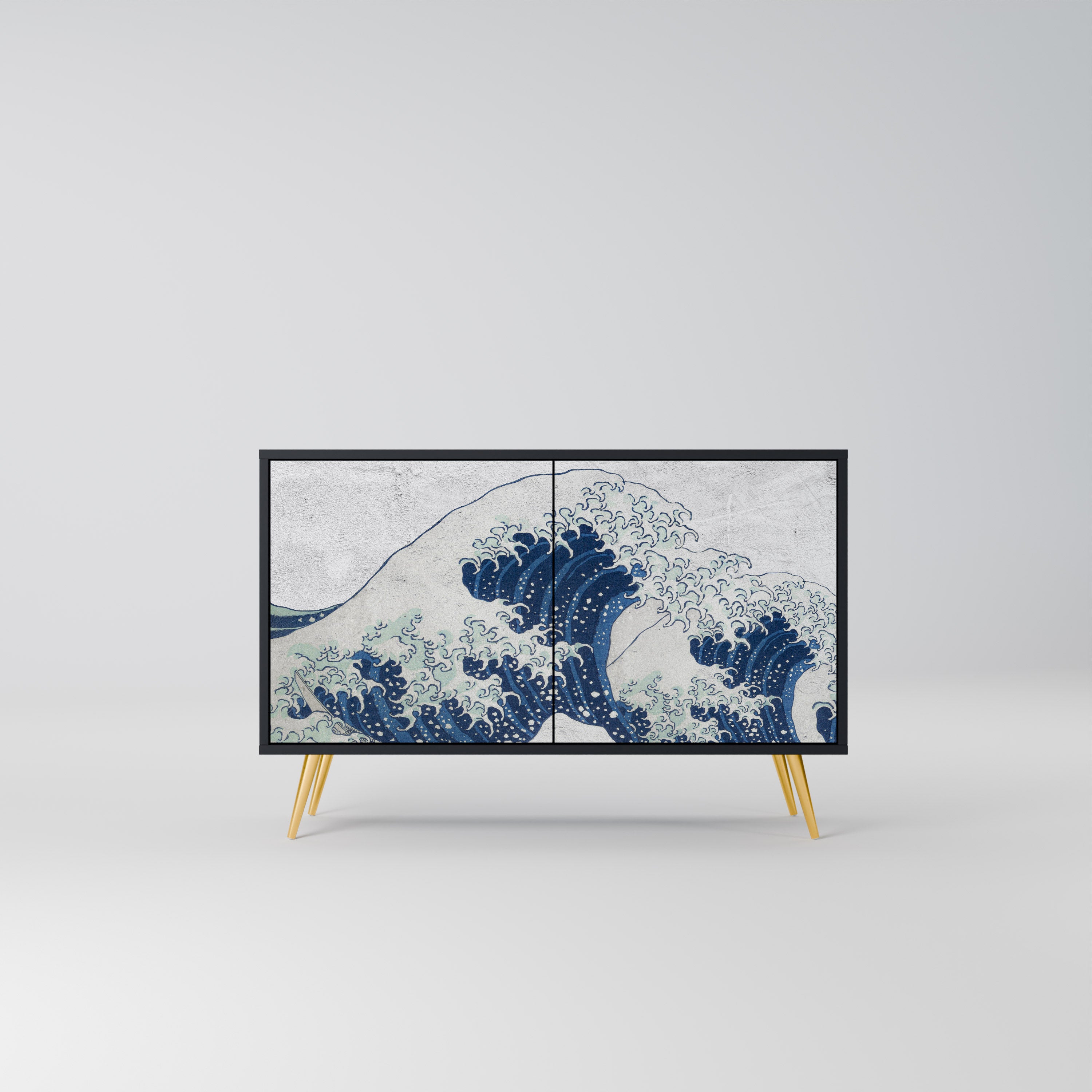 THE GREAT WAVE AT KANAGAWA Komoda 2-drzwiowa korpus Czarny