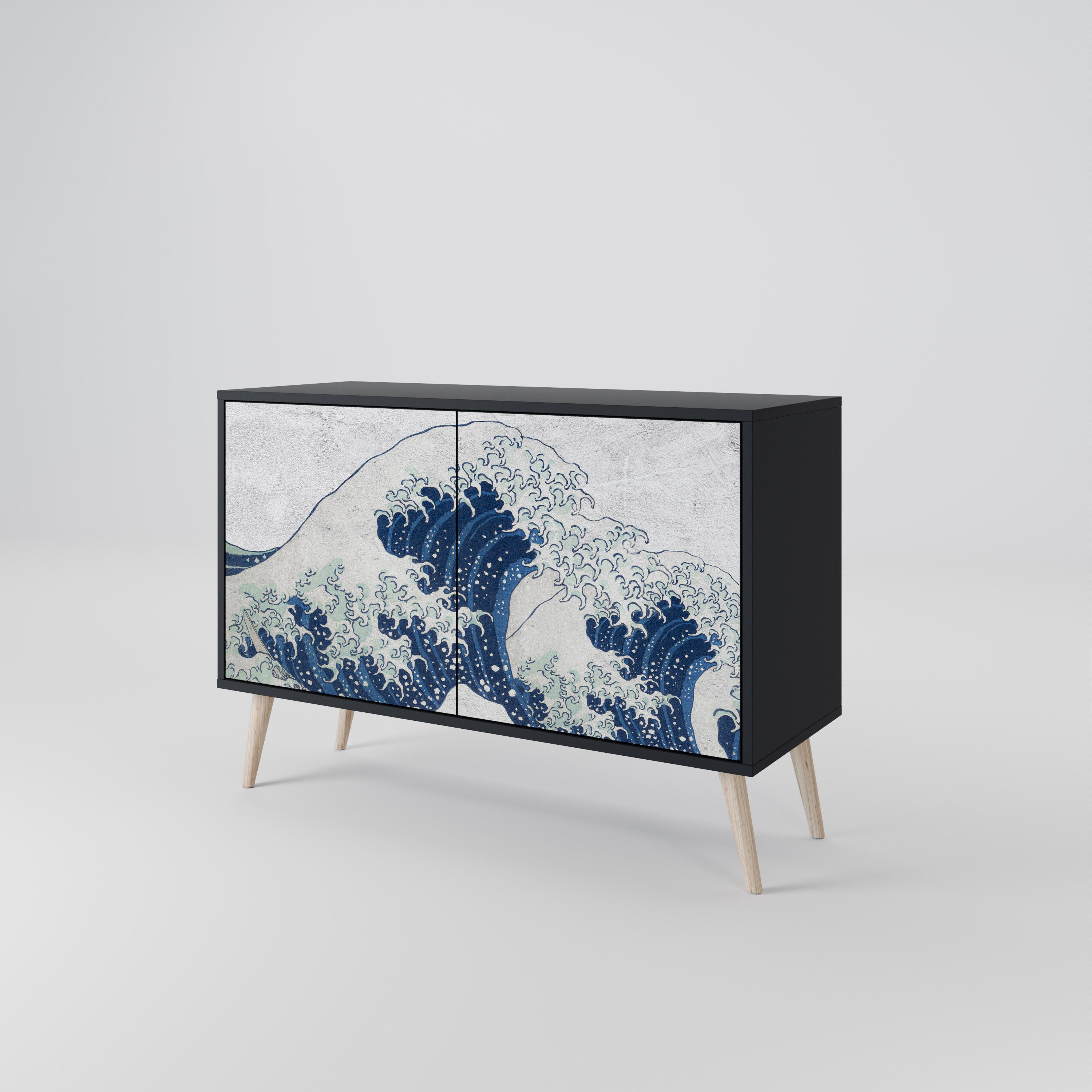 THE GREAT WAVE AT KANAGAWA Komoda 2-drzwiowa korpus Czarny