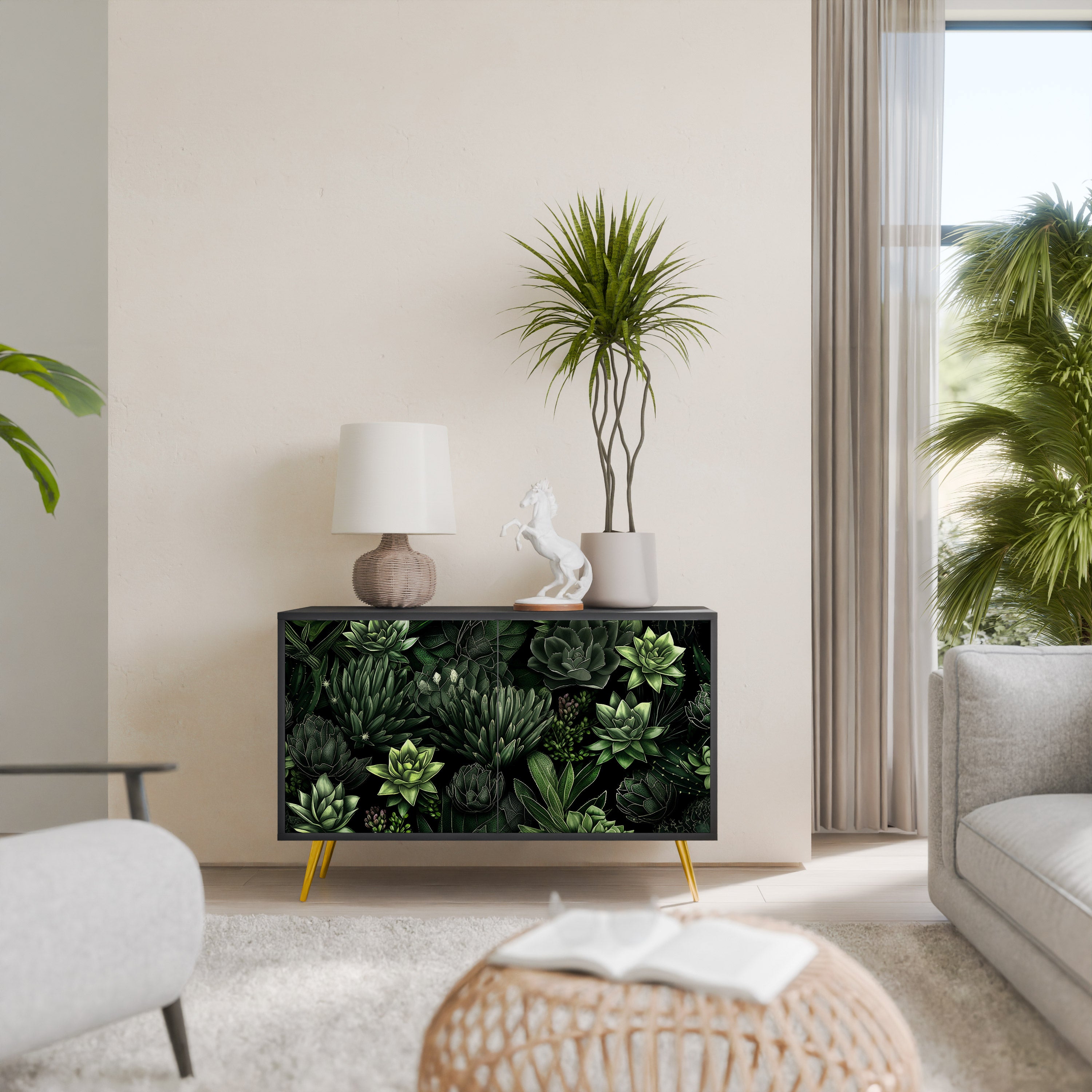 SUCCULENT JUNGLE Komoda 2-drzwiowa korpus Czarny