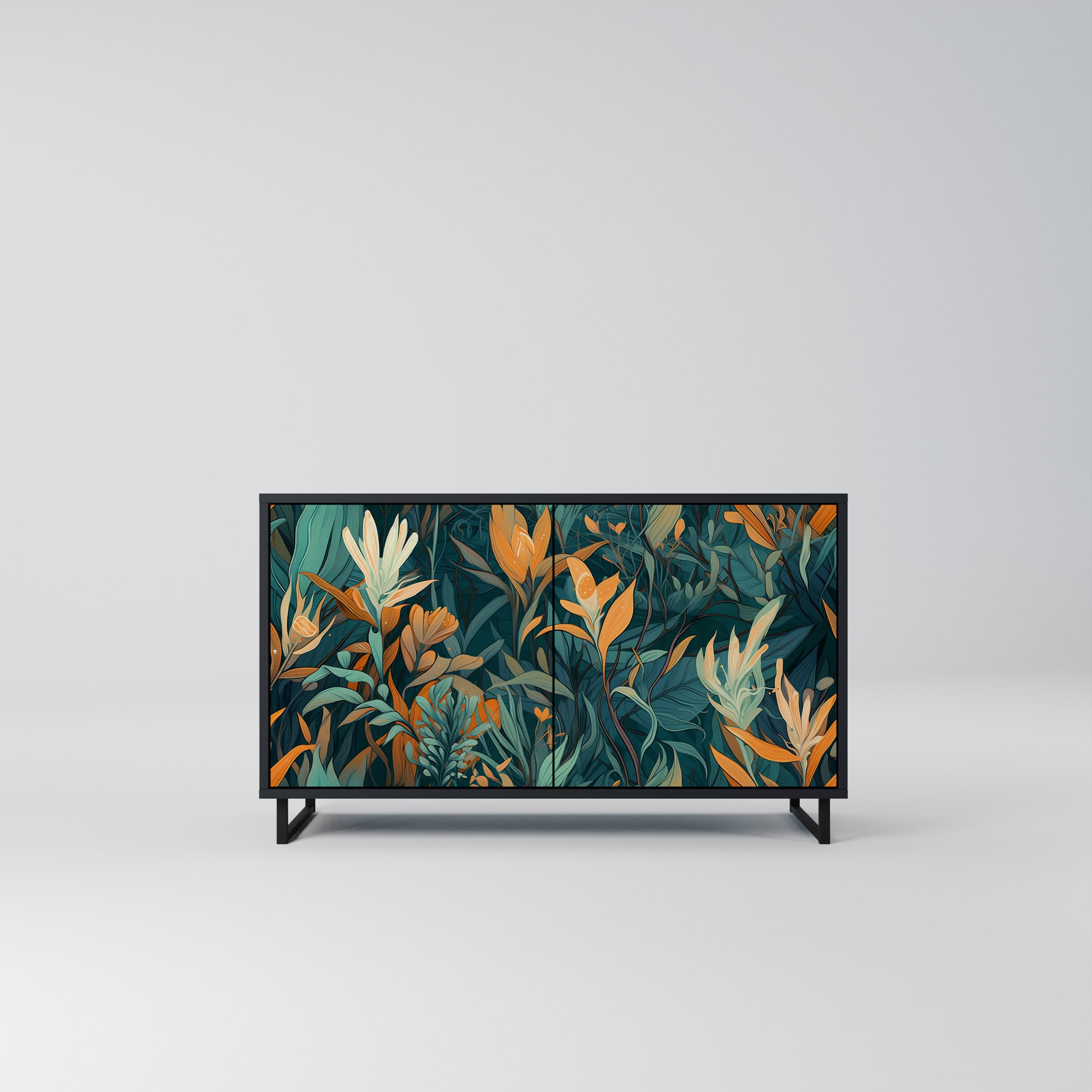 FLORAL SERENITY Komoda 2-drzwiowa korpus Czarny