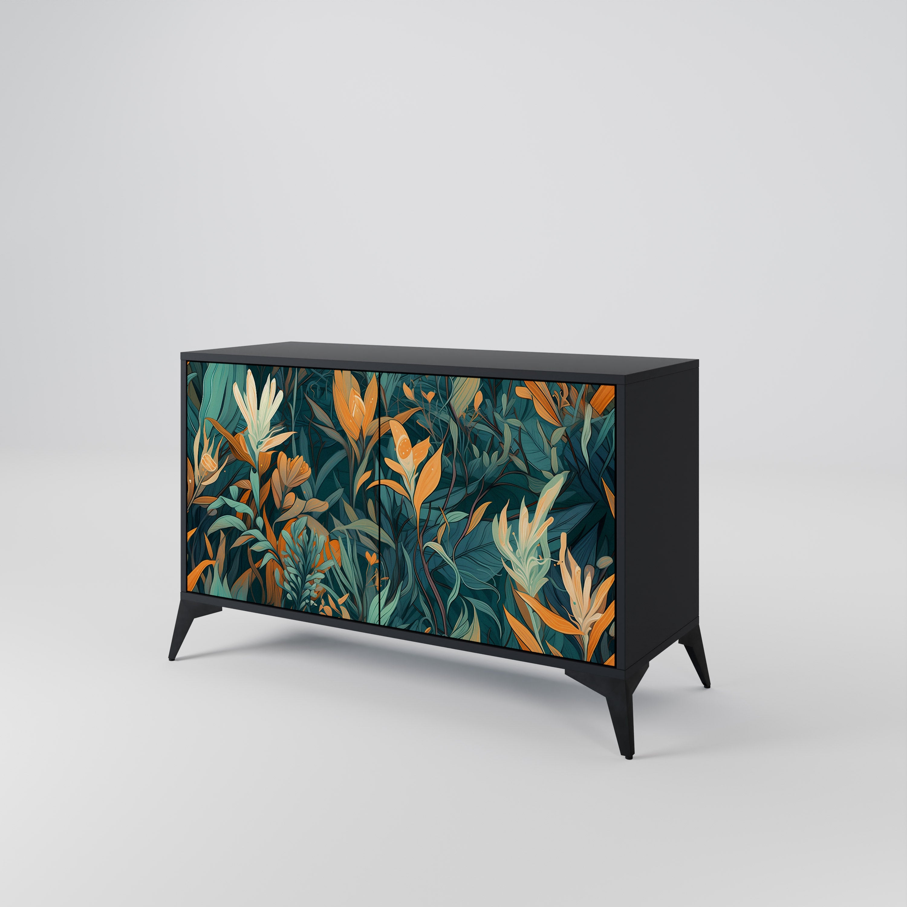 FLORAL SERENITY Komoda 2-drzwiowa korpus Czarny