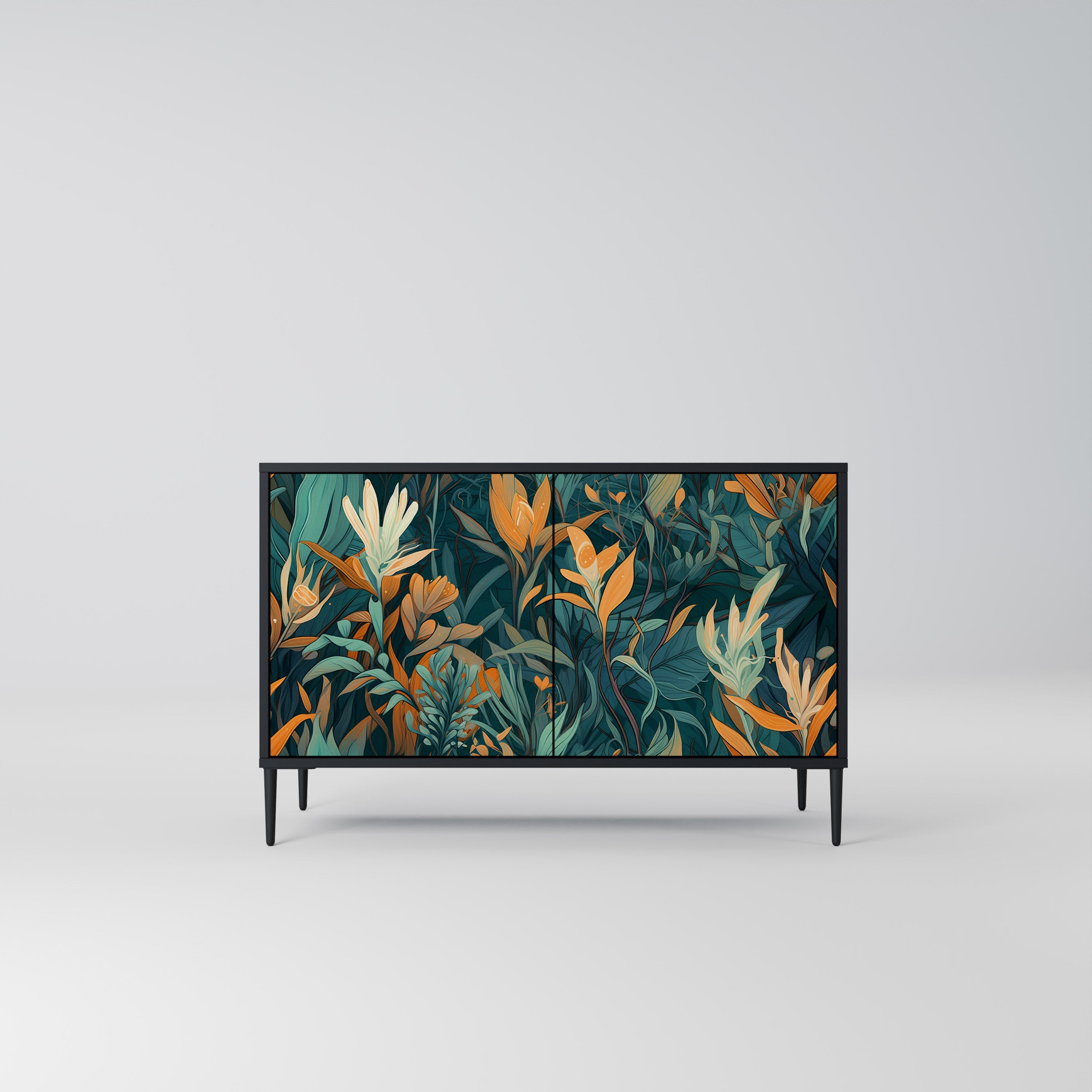 FLORAL SERENITY Komoda 2-drzwiowa korpus Czarny