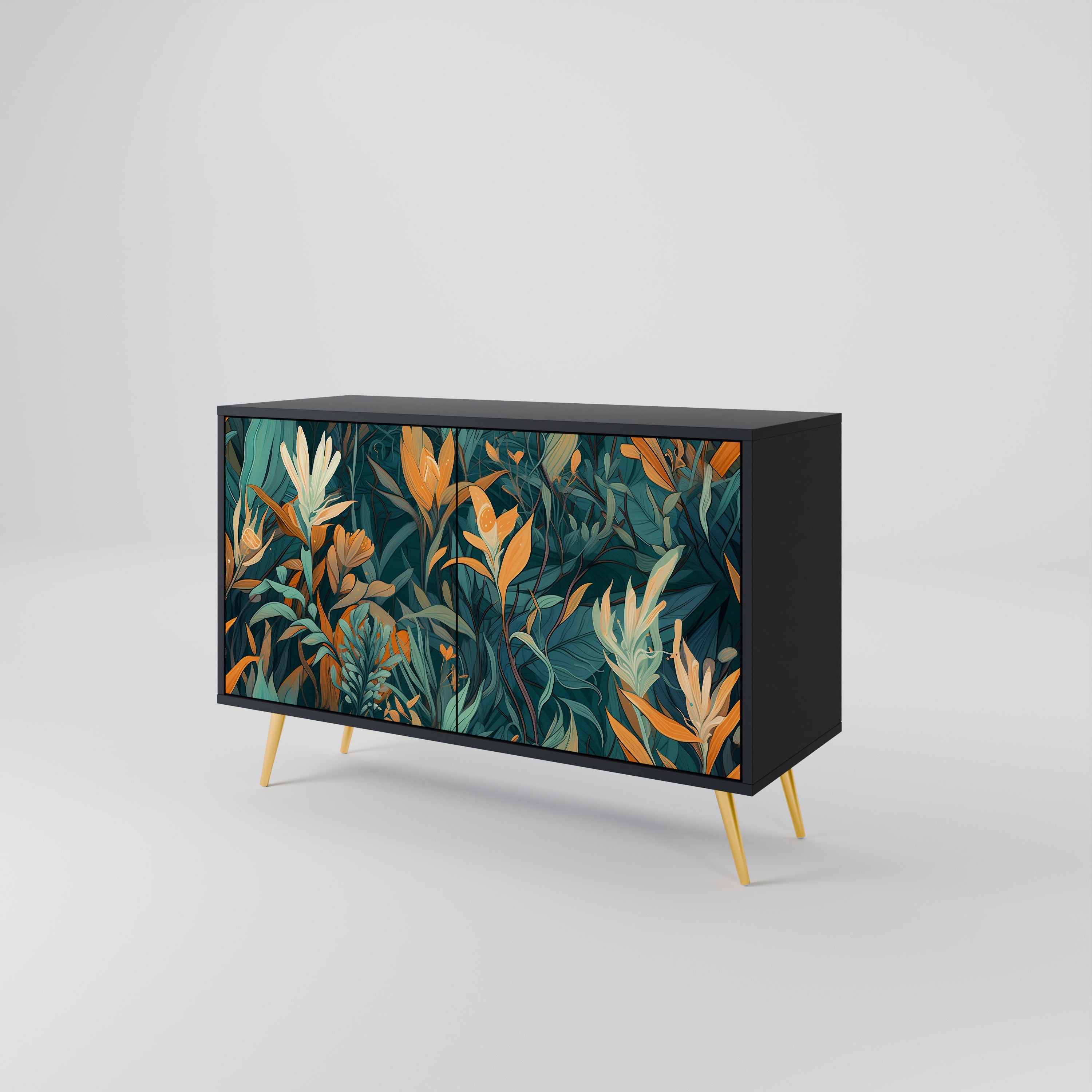 FLORAL SERENITY Komoda 2-drzwiowa korpus Czarny