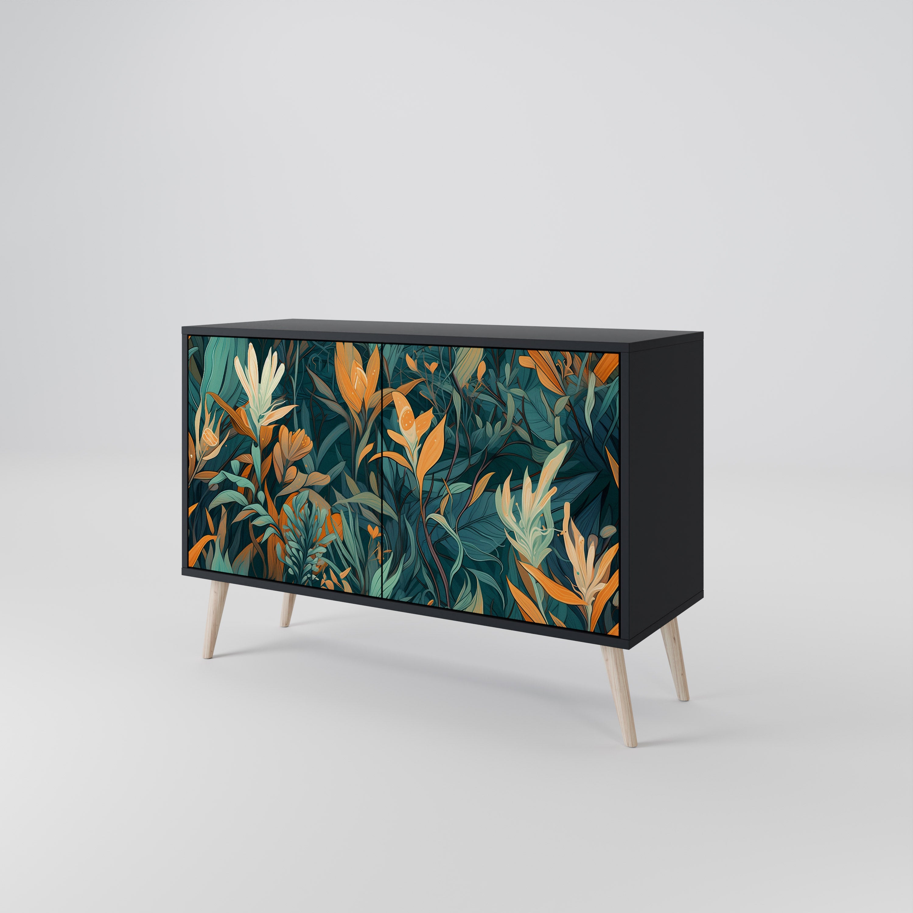FLORAL SERENITY Komoda 2-drzwiowa korpus Czarny