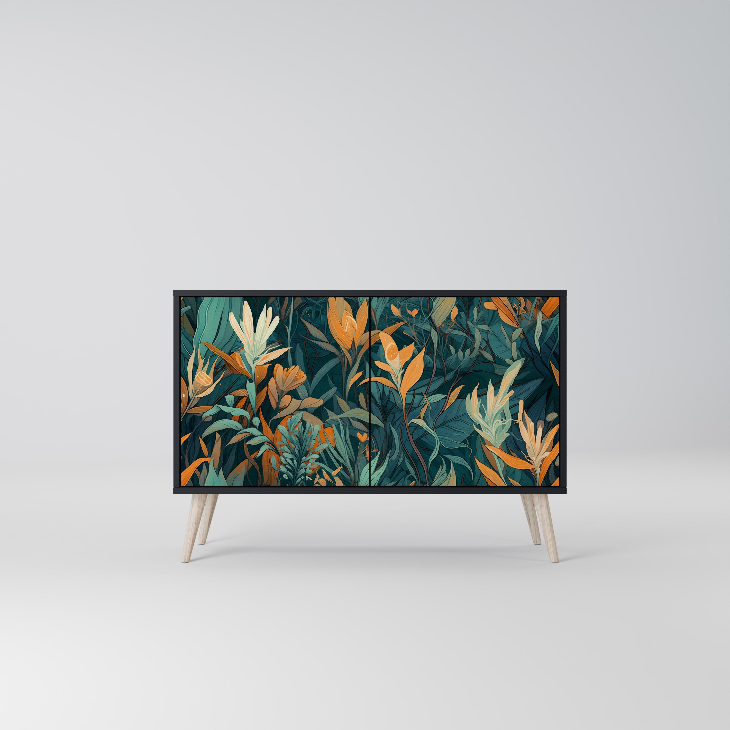 FLORAL SERENITY Komoda 2-drzwiowa korpus Czarny