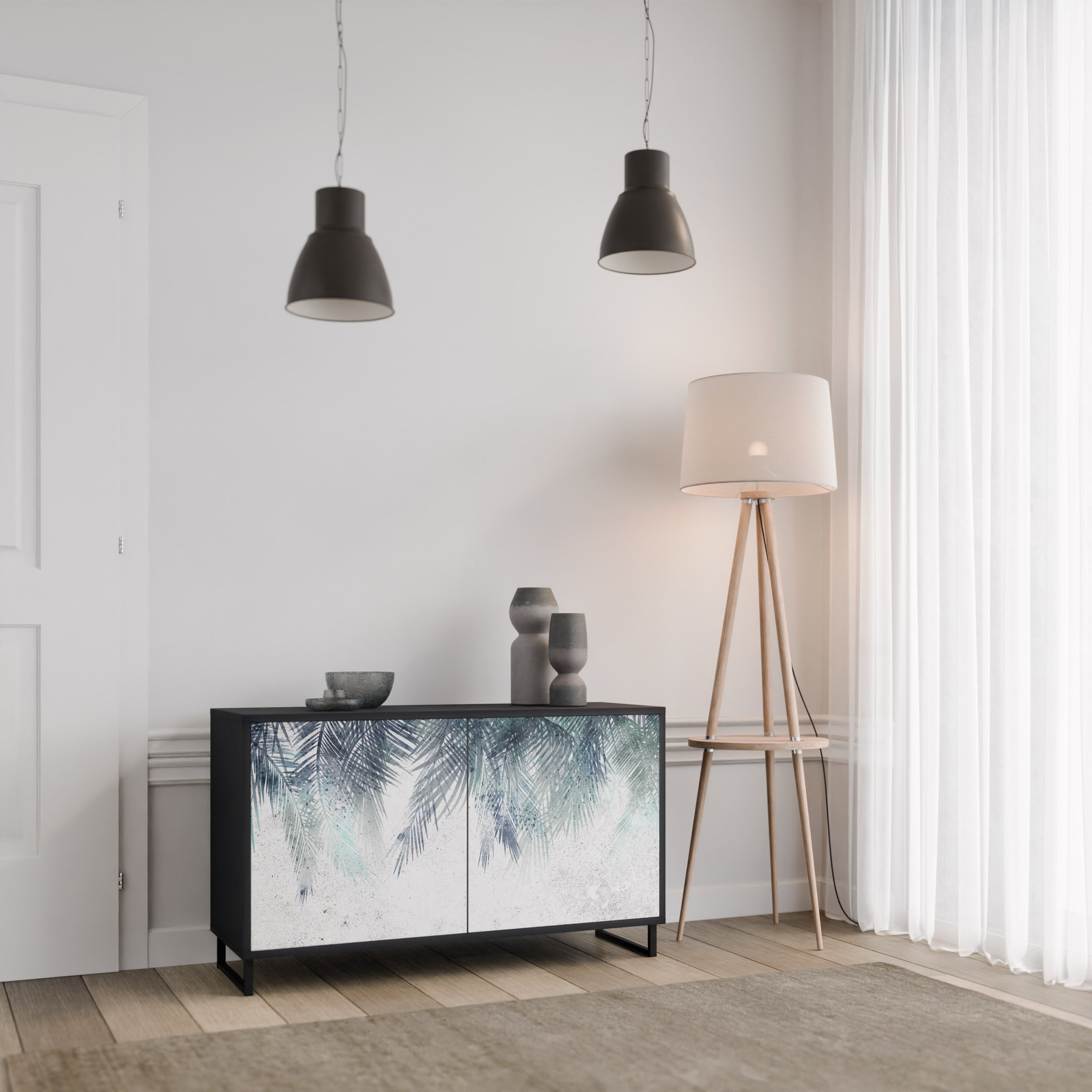 PALM VEIL Komoda 2-drzwiowa korpus Czarny