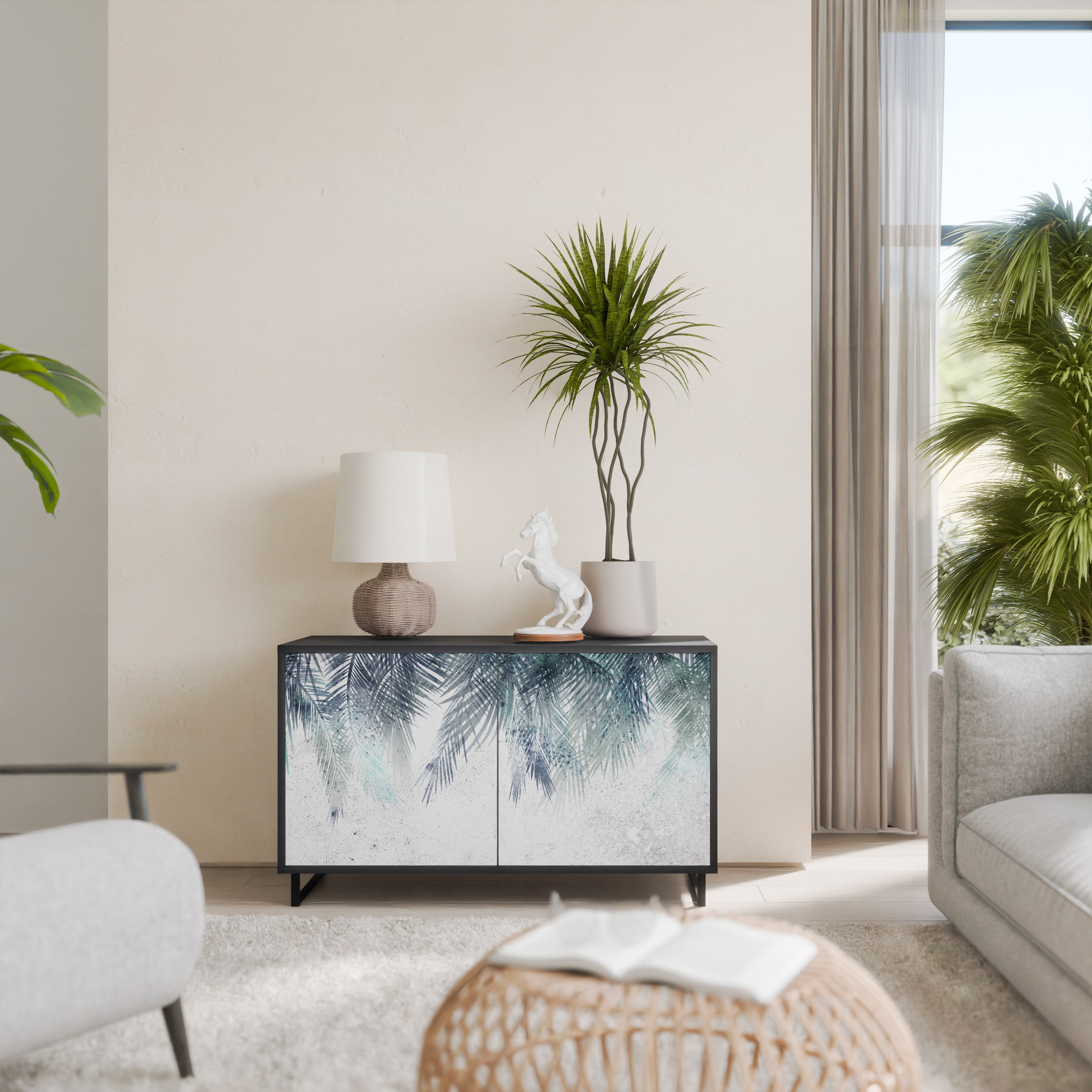 PALM VEIL Komoda 2-drzwiowa korpus Czarny