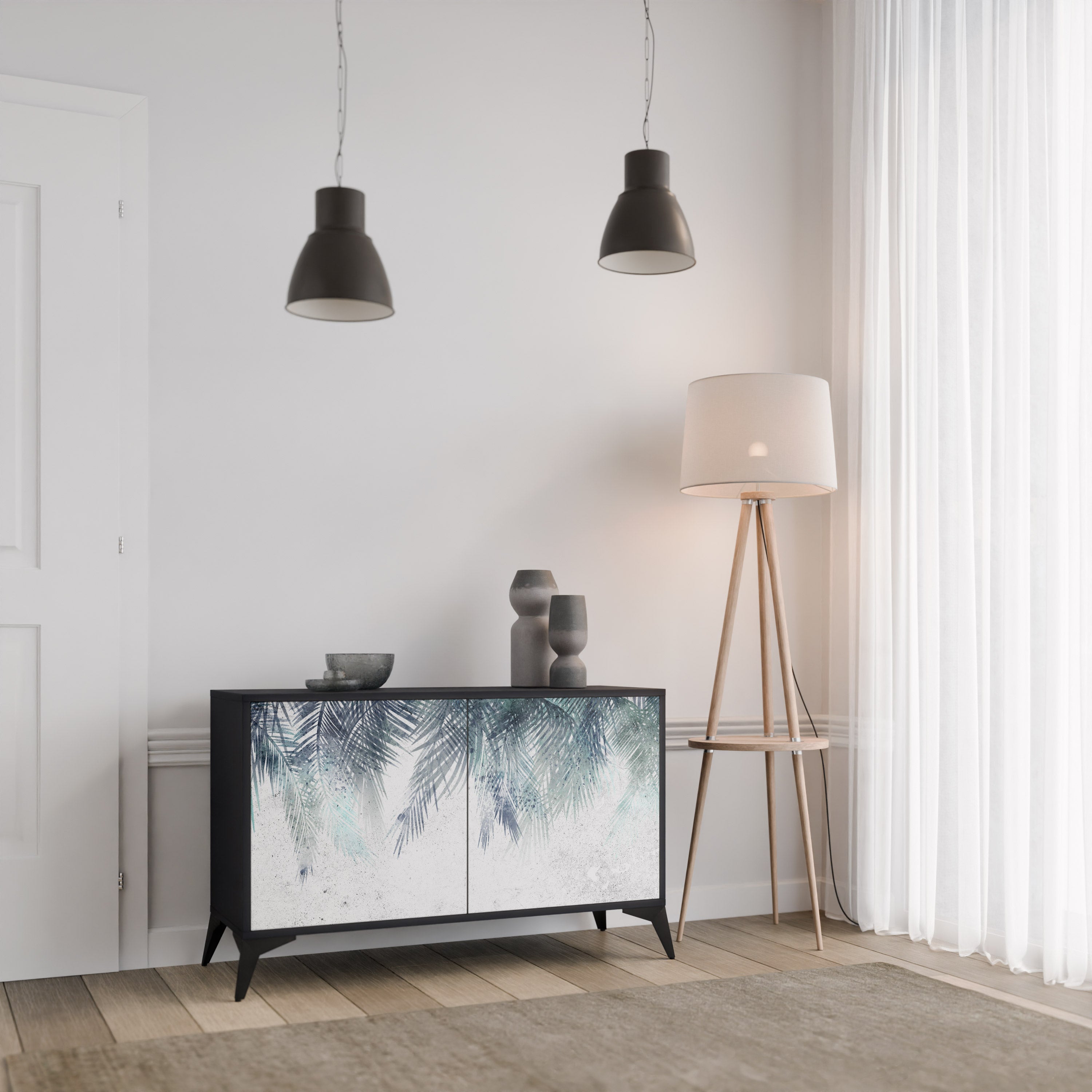 PALM VEIL Komoda 2-drzwiowa korpus Czarny