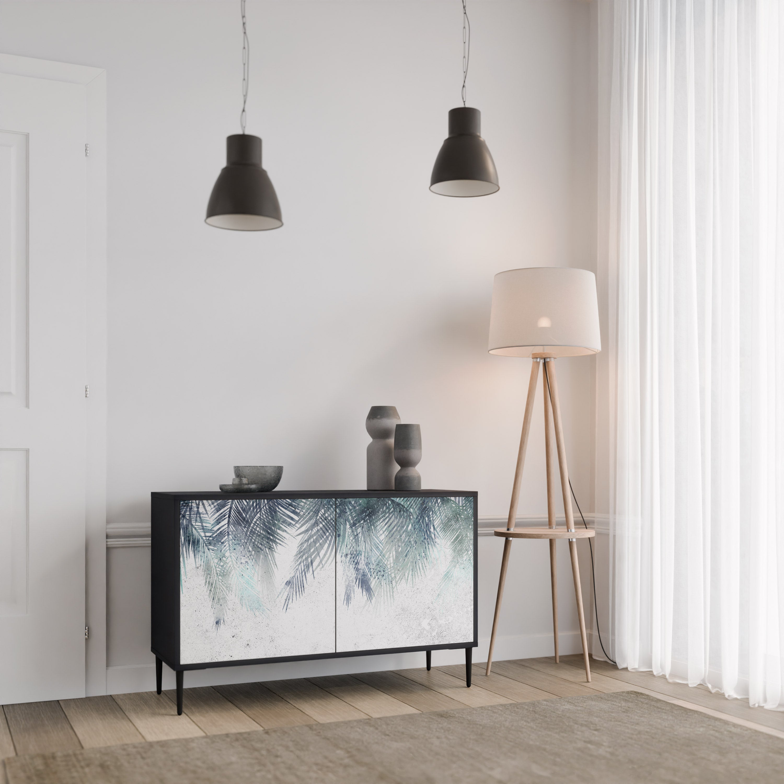 PALM VEIL Komoda 2-drzwiowa korpus Czarny