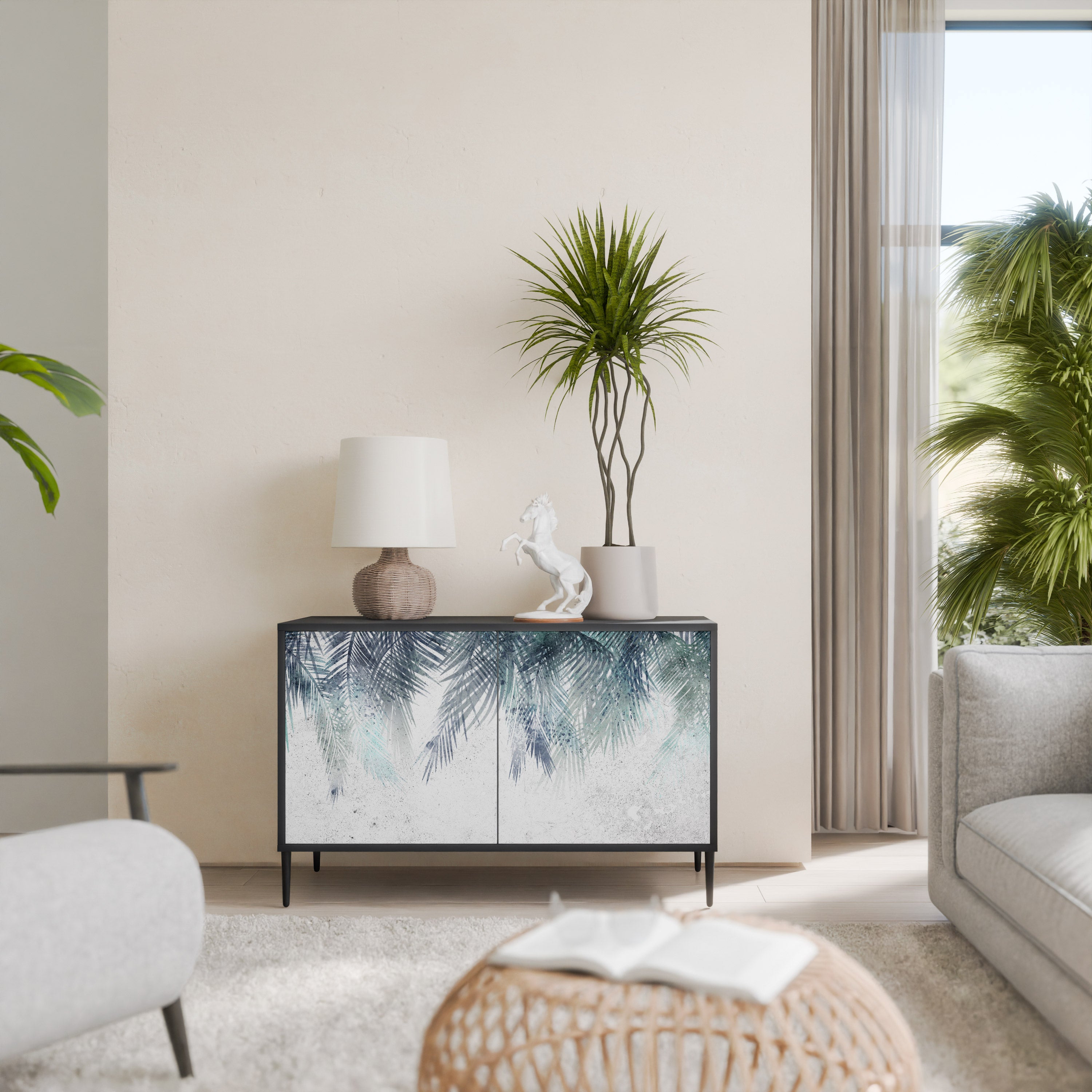 PALM VEIL Komoda 2-drzwiowa korpus Czarny