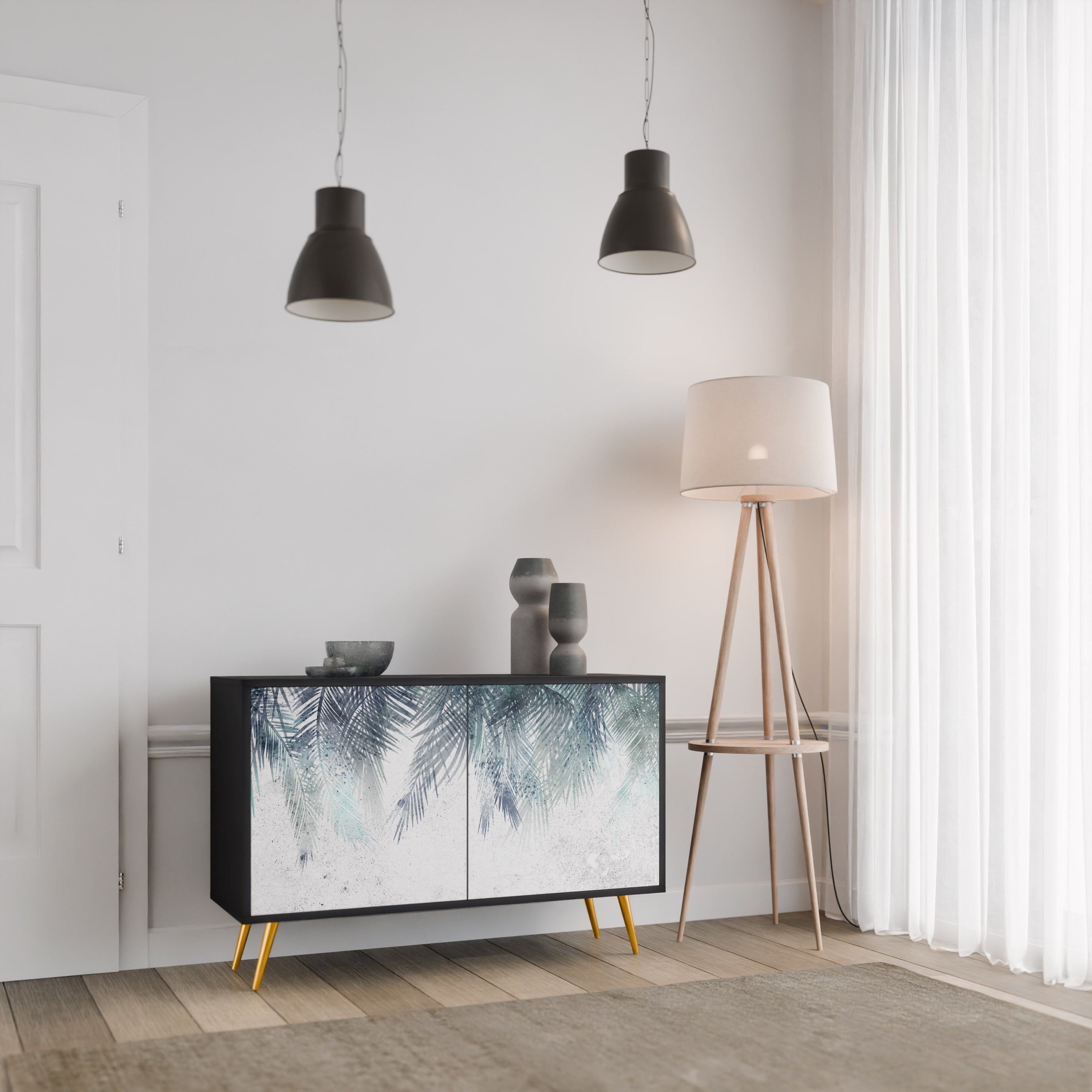 PALM VEIL Komoda 2-drzwiowa korpus Czarny
