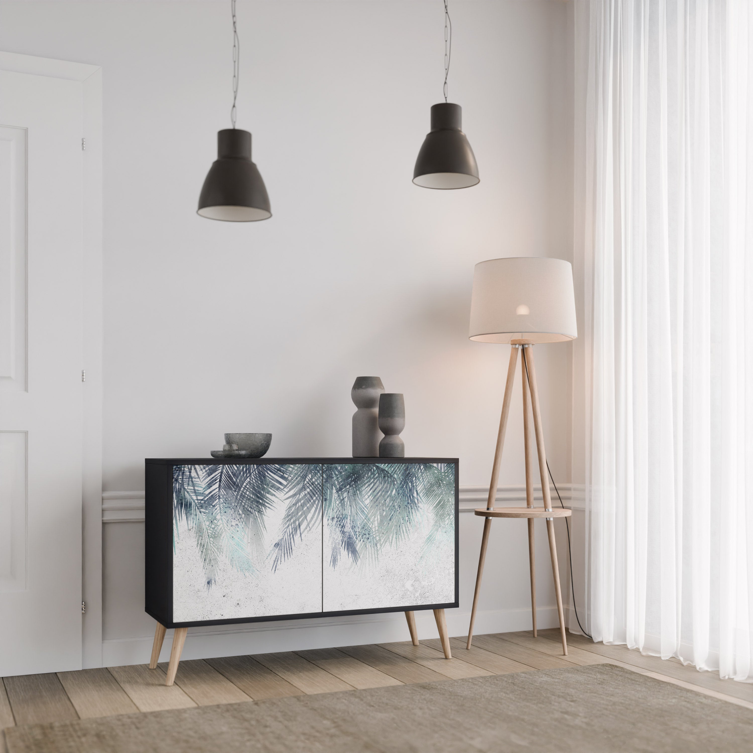 PALM VEIL Komoda 2-drzwiowa korpus Czarny