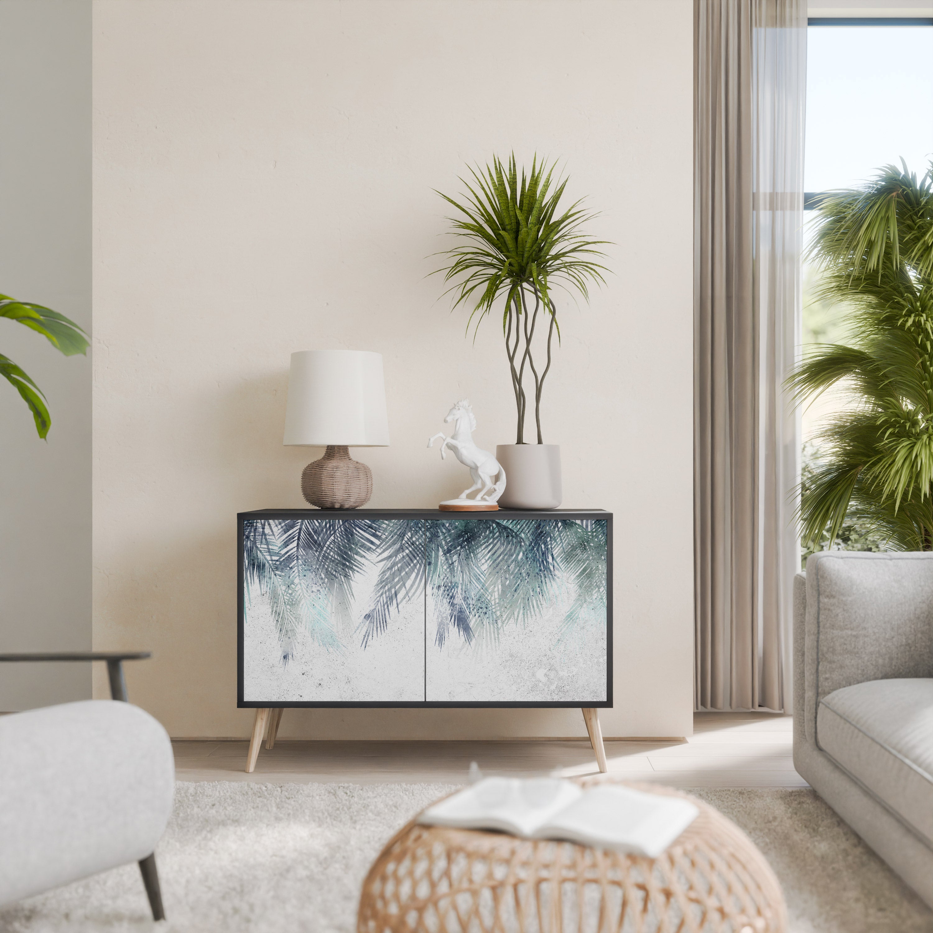 PALM VEIL Komoda 2-drzwiowa korpus Czarny