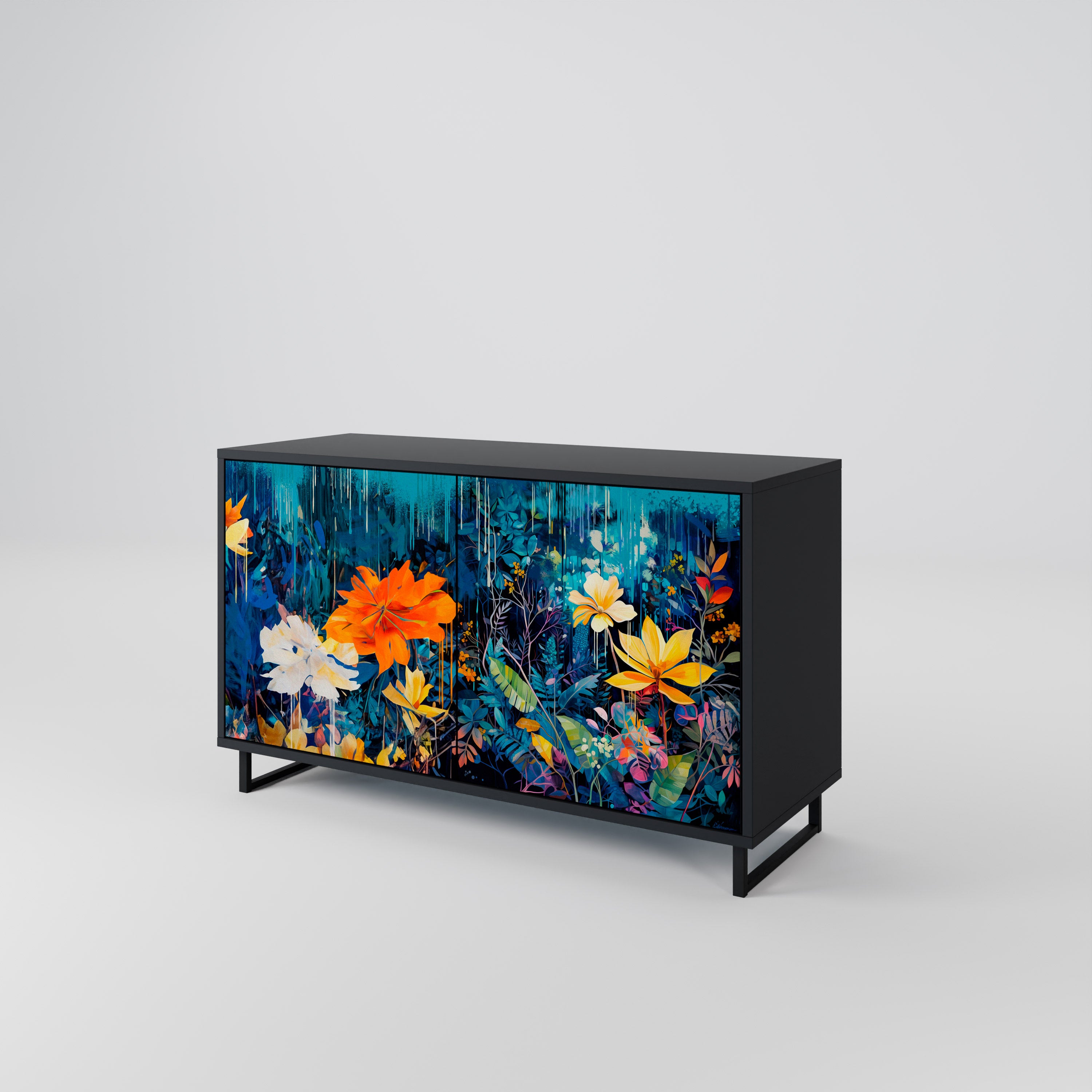 MIDNIGHT BLOSSOM Komoda 2-drzwiowa korpus Czarny