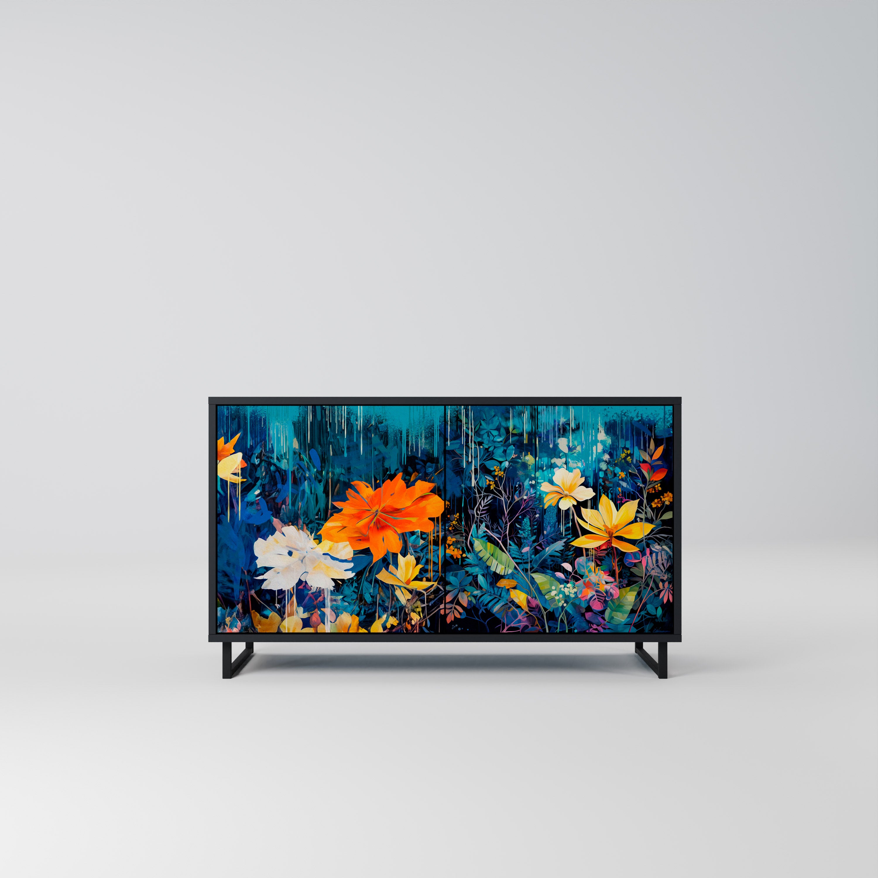 MIDNIGHT BLOSSOM Komoda 2-drzwiowa korpus Czarny