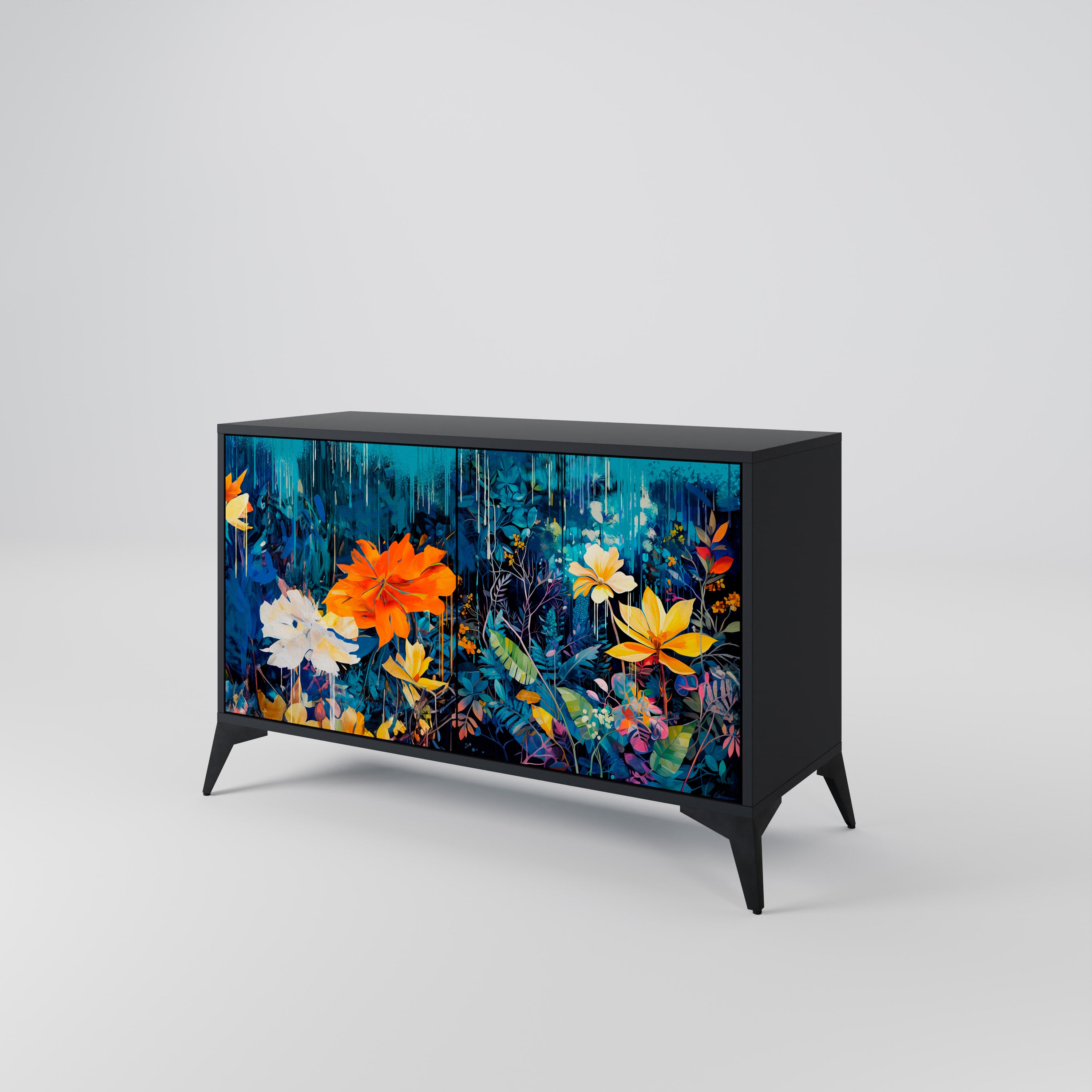 MIDNIGHT BLOSSOM Komoda 2-drzwiowa korpus Czarny