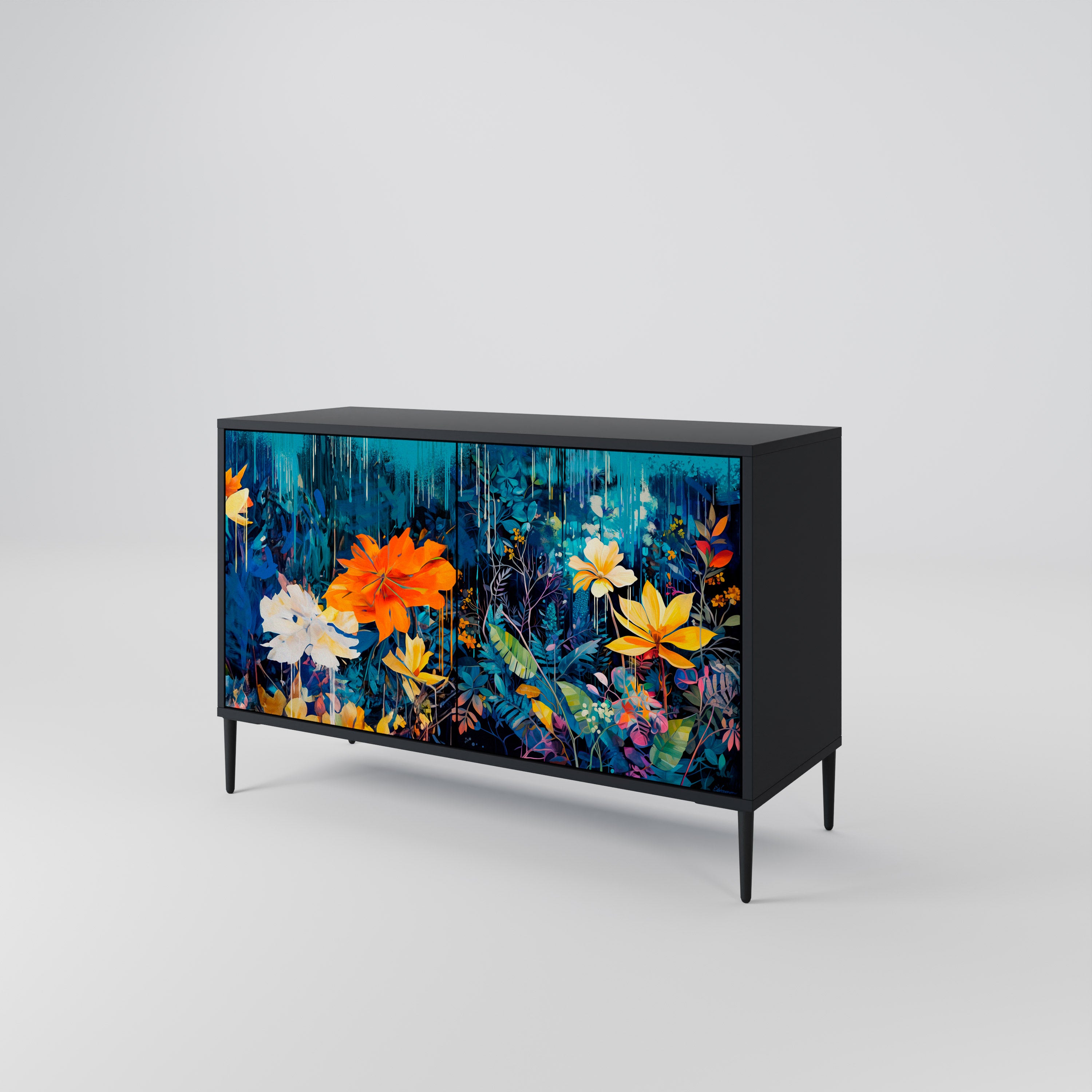 MIDNIGHT BLOSSOM Komoda 2-drzwiowa korpus Czarny