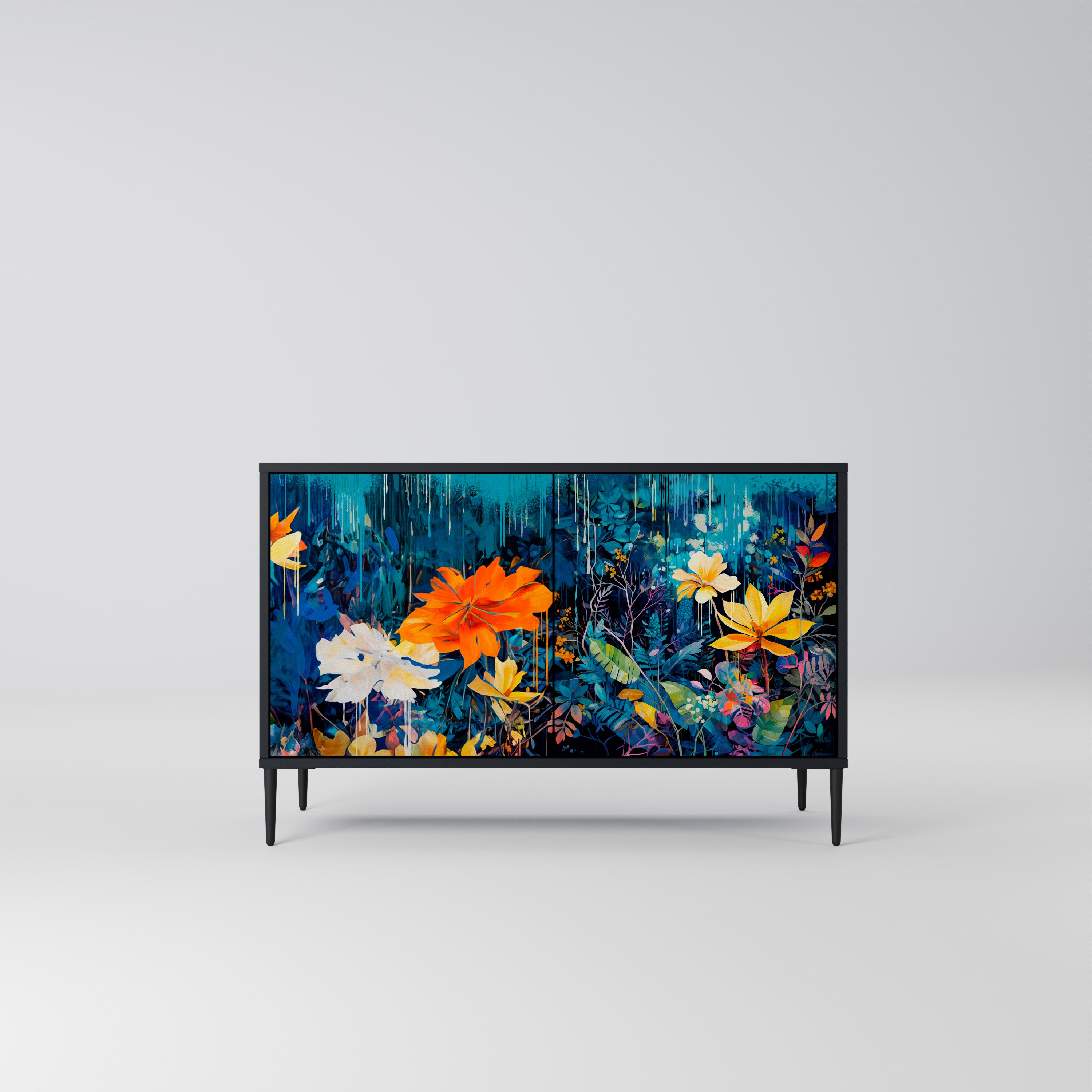 MIDNIGHT BLOSSOM Komoda 2-drzwiowa korpus Czarny