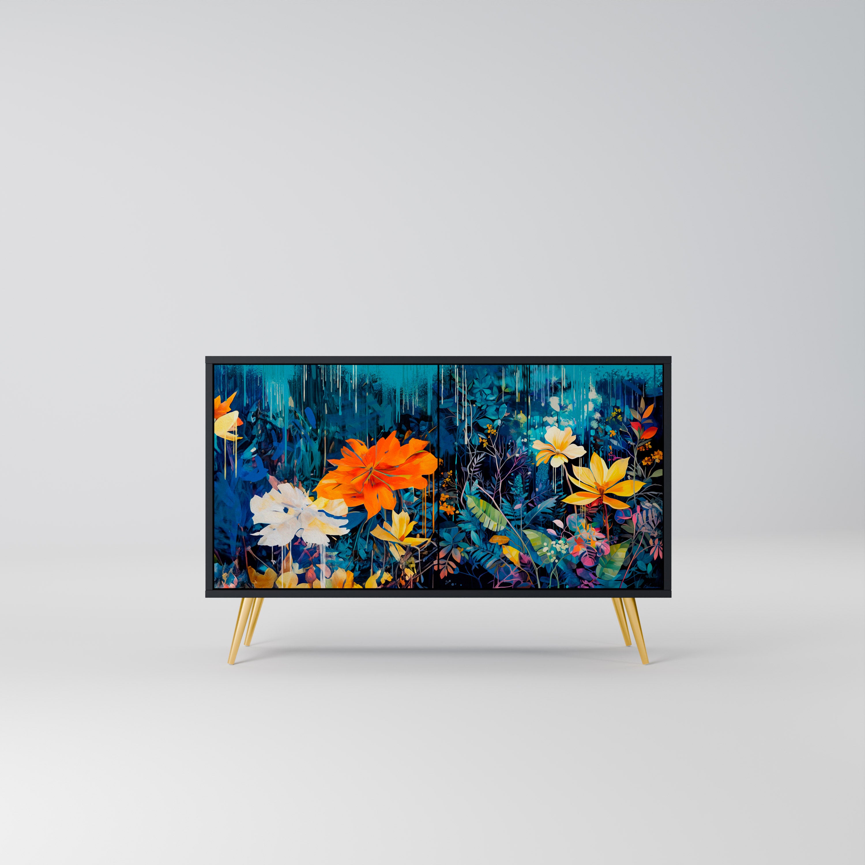 MIDNIGHT BLOSSOM Komoda 2-drzwiowa korpus Czarny