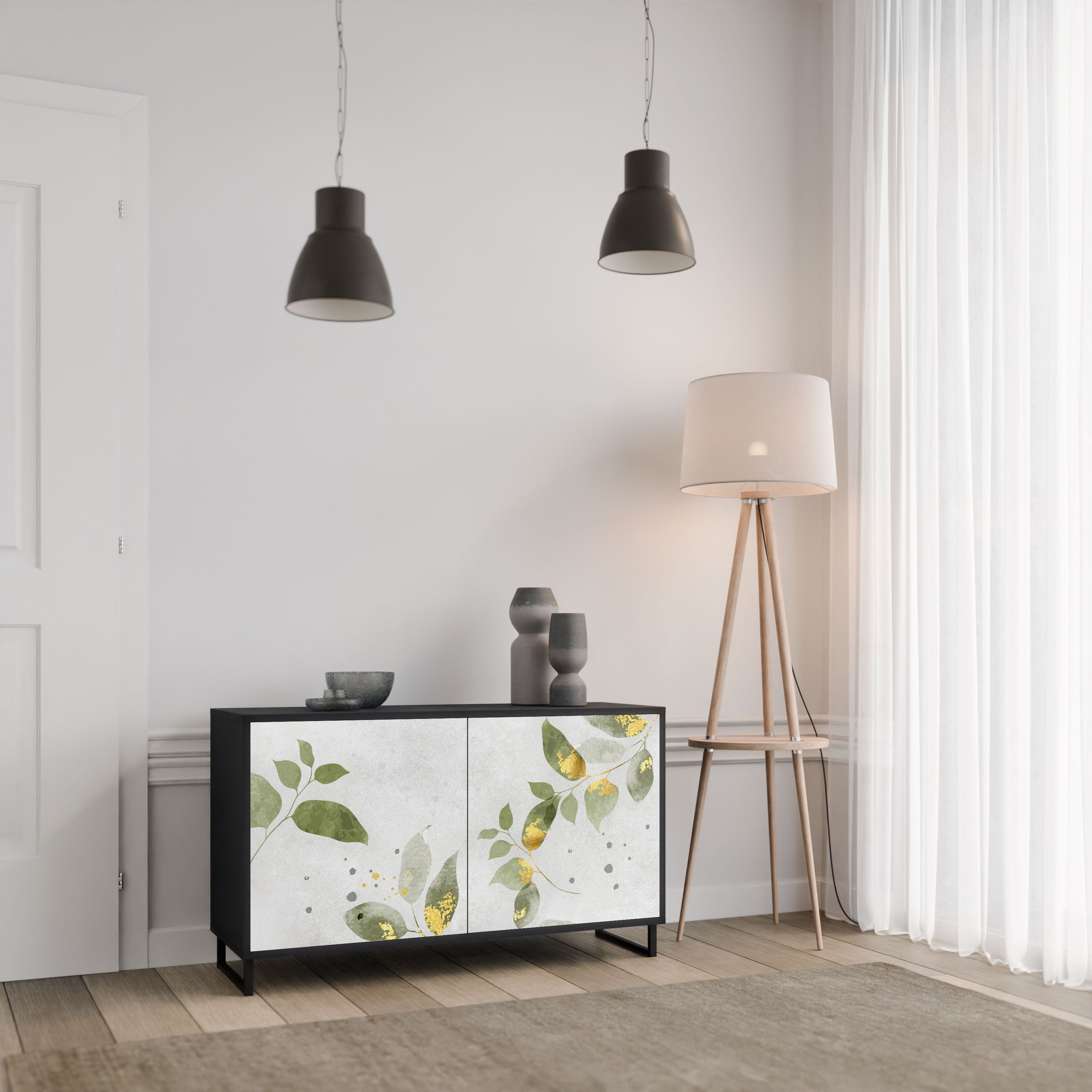 ELEGANT BOTANICS Komoda 2-drzwiowa korpus Czarny