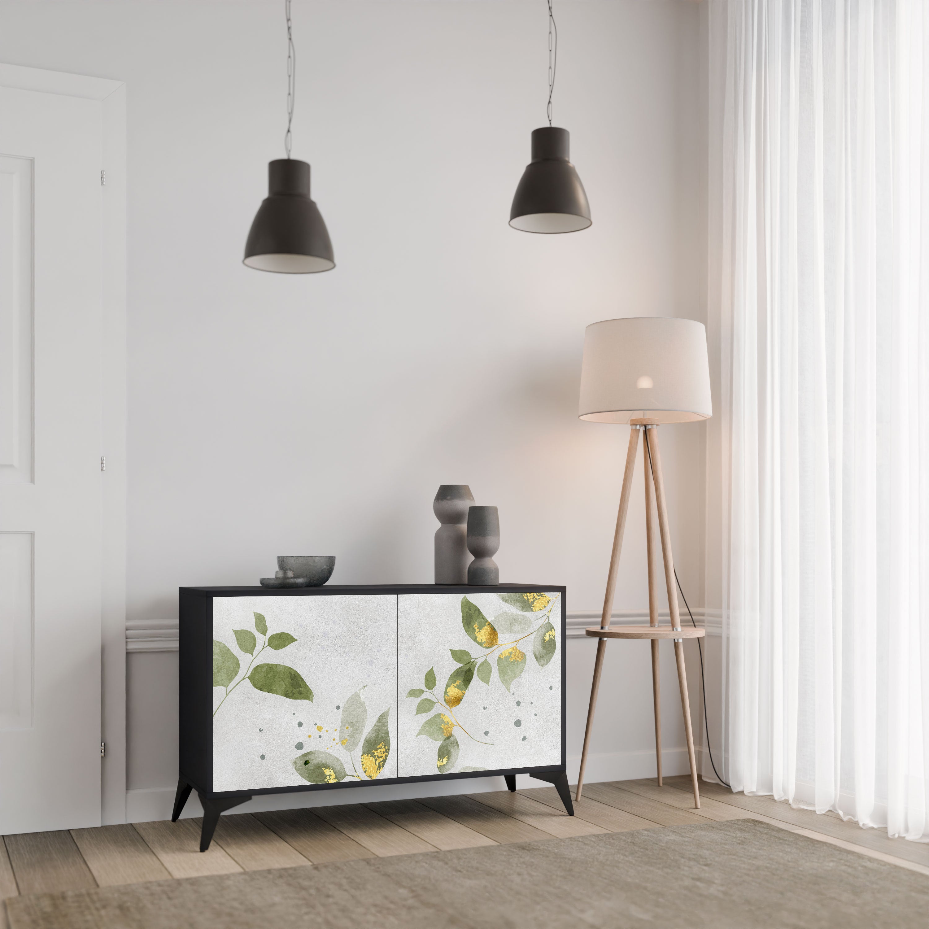 ELEGANT BOTANICS Komoda 2-drzwiowa korpus Czarny