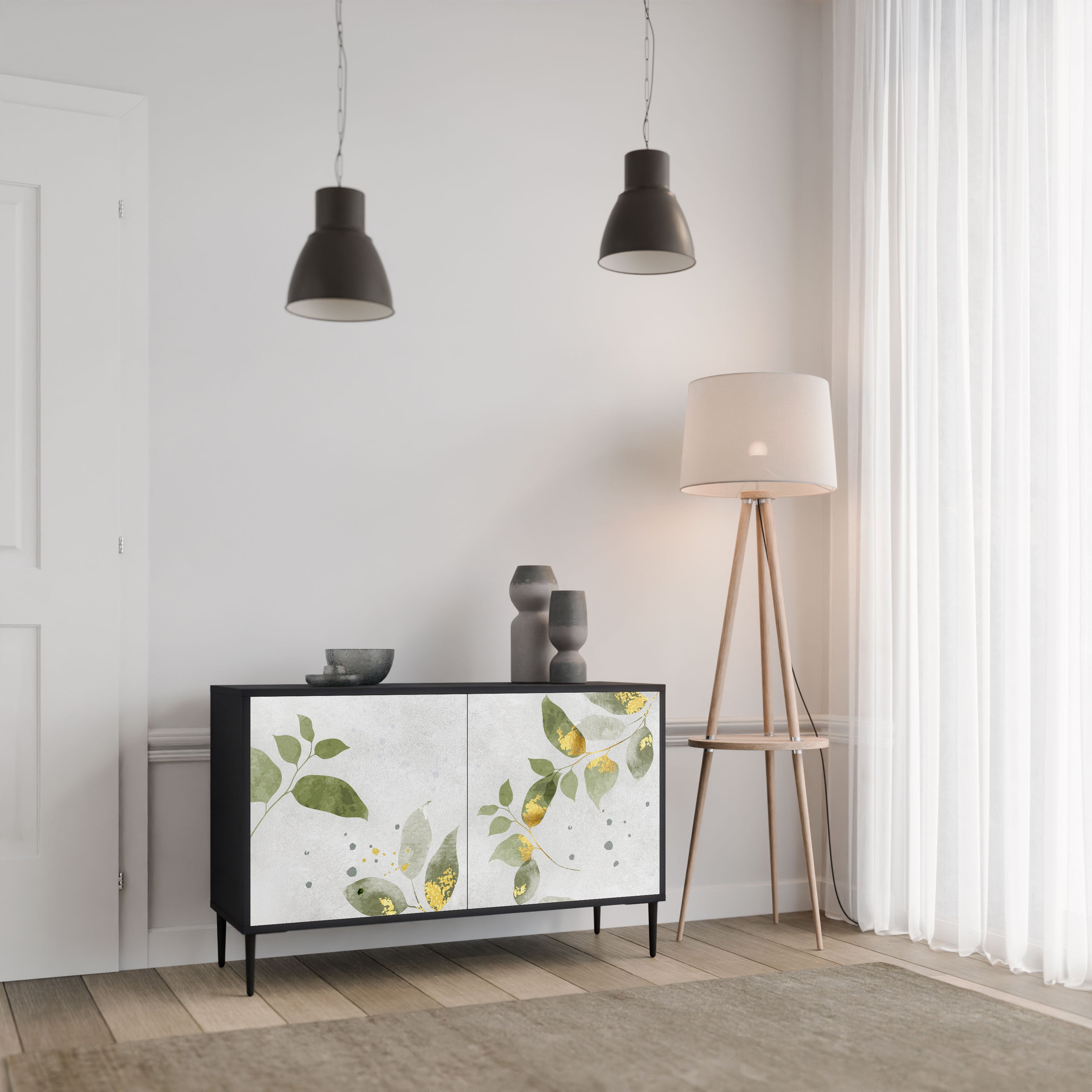 ELEGANT BOTANICS Komoda 2-drzwiowa korpus Czarny