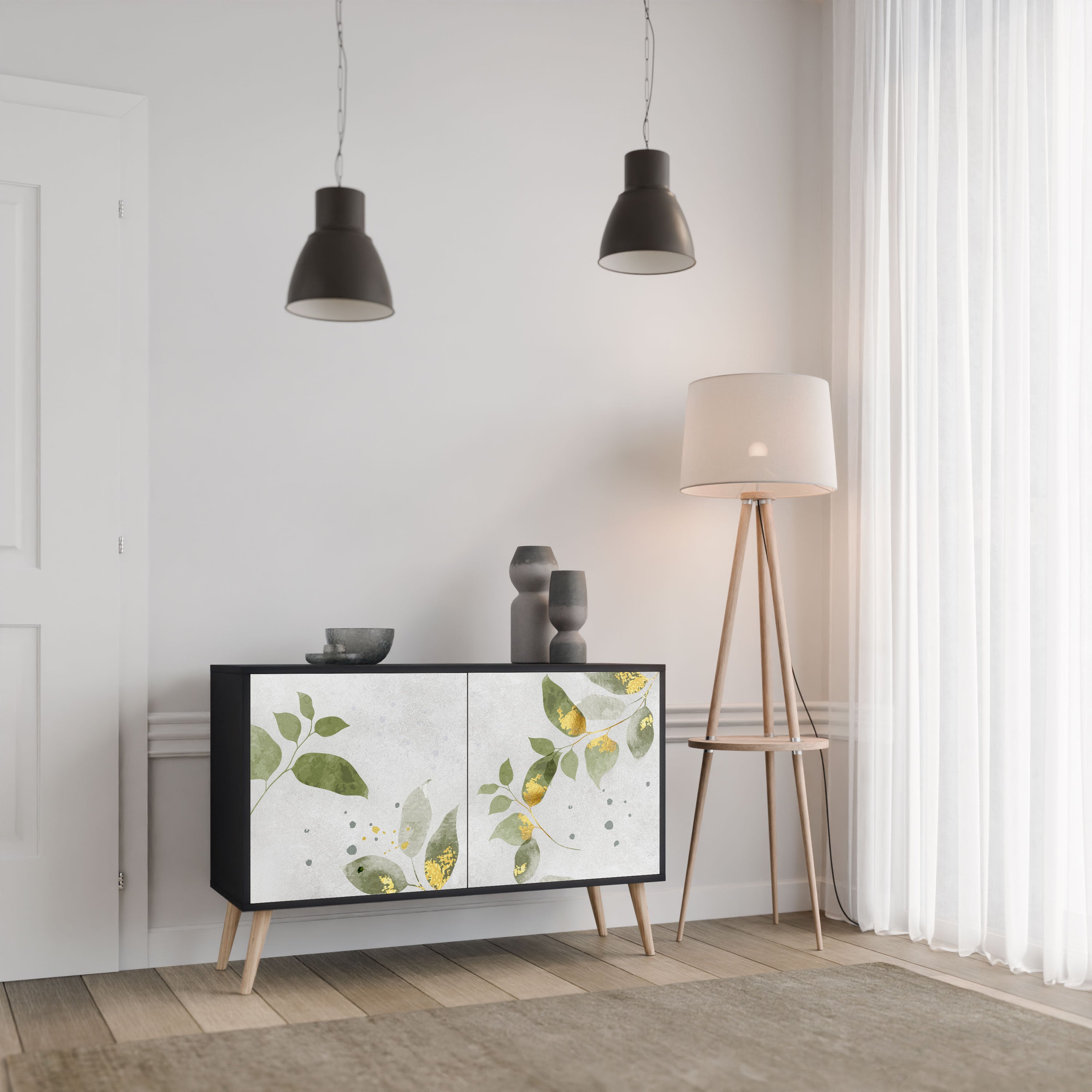 ELEGANT BOTANICS Komoda 2-drzwiowa korpus Czarny